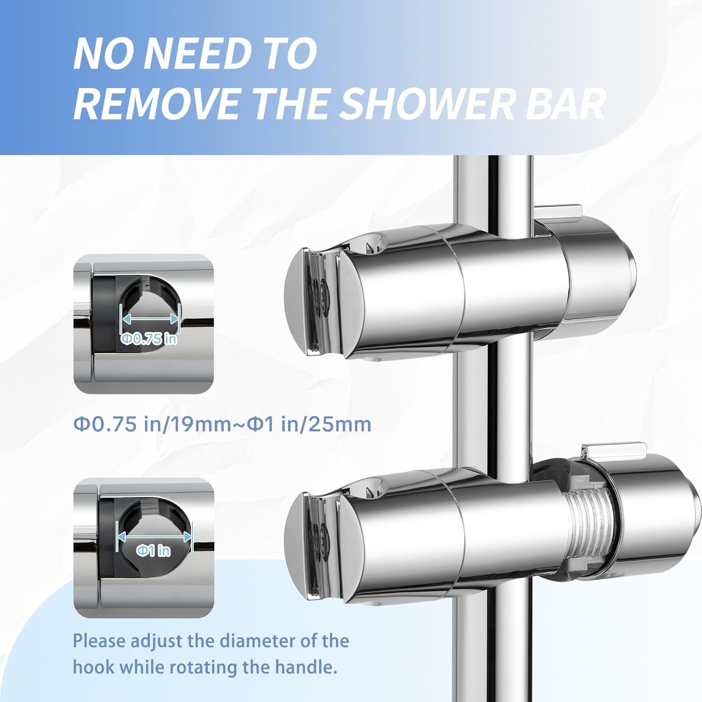 OFFO Chrome Adjustable Shower Head Holder for Sliding Bar Bathroom Accessory NEW