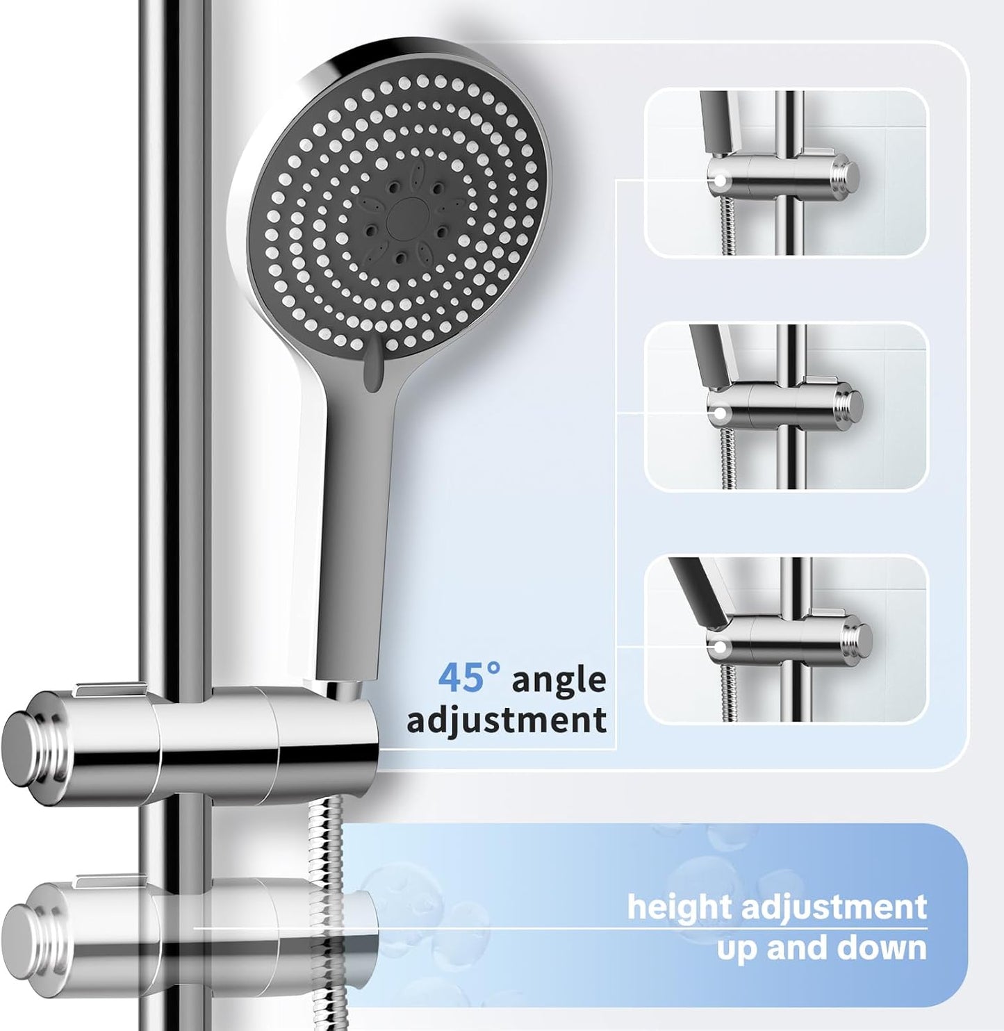 OFFO Chrome Adjustable Shower Head Holder for Sliding Bar Bathroom Accessory NEW