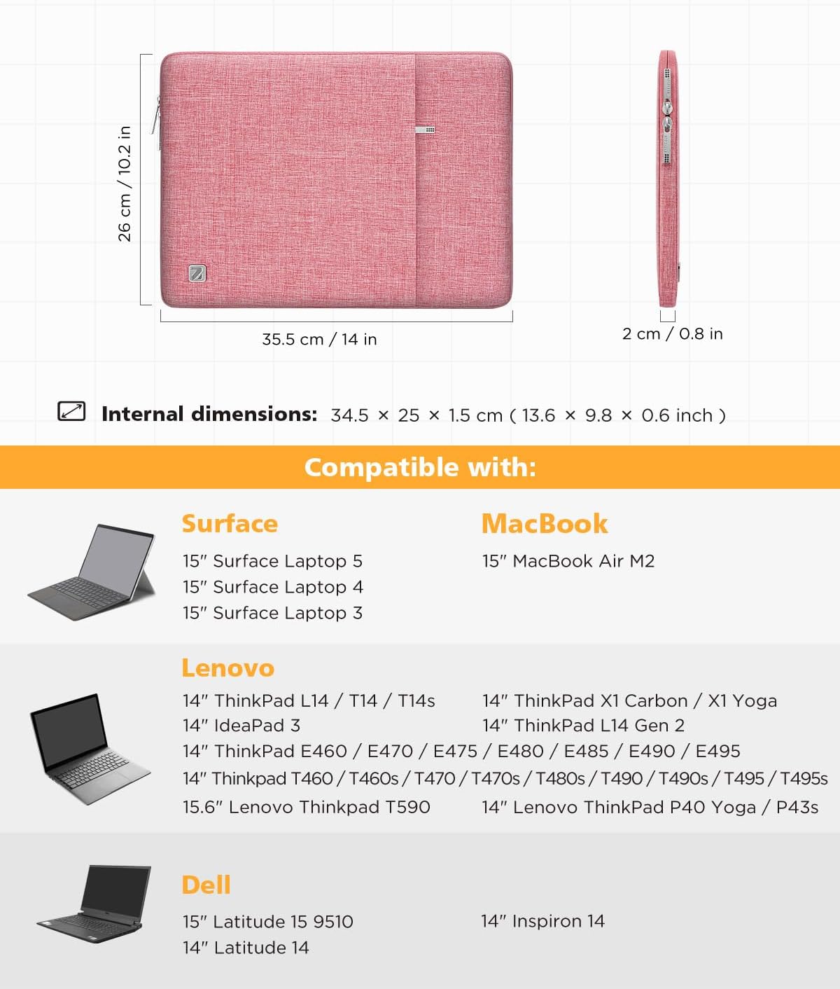 NIDOO 16" Sleeves Waterproof Laptop Sleeve Protective Case Bag for Women & NEW