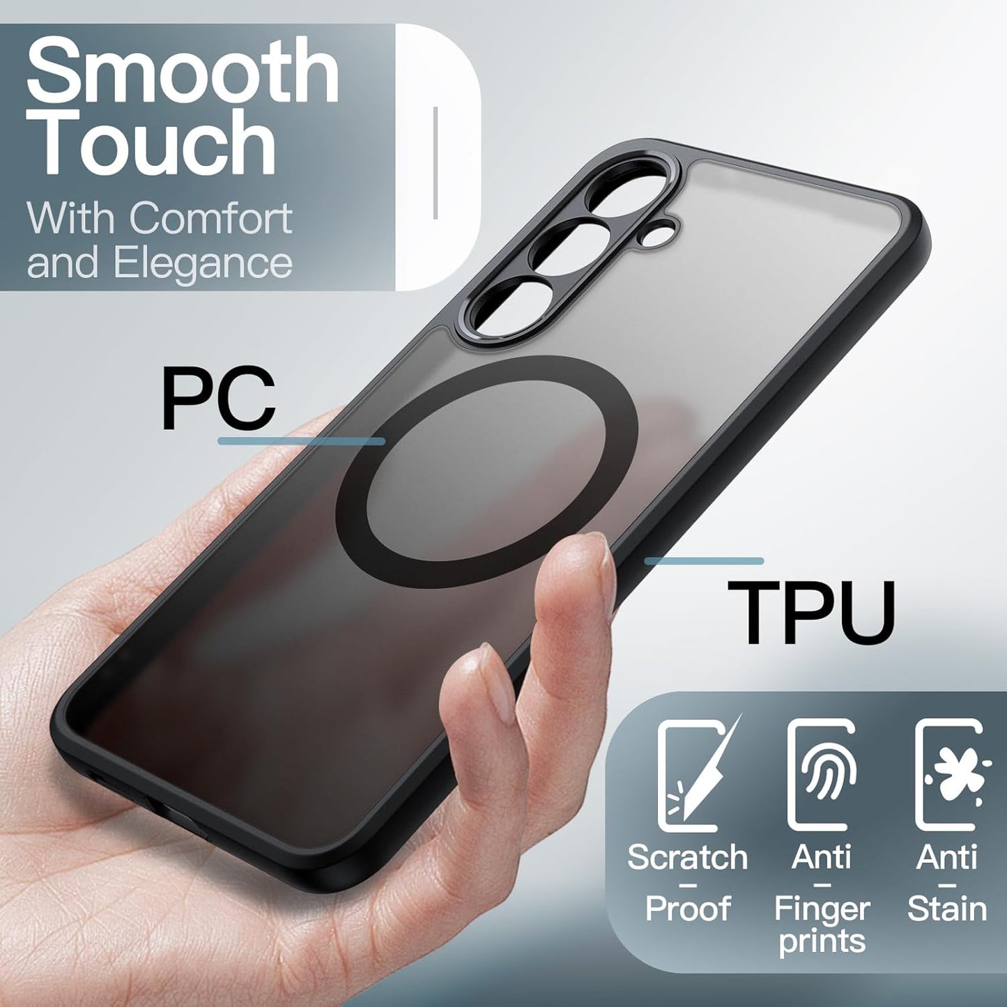JETech Magnetic Protective Phone Case for Samsung Galaxy S25 FE - Black DEMO