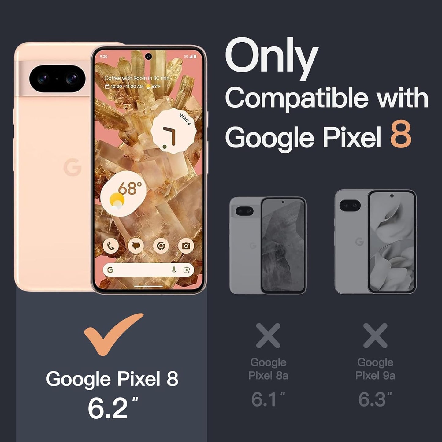 JETech Clear Phone Case for Google Pixel 8 6.2-Inch Smartphone, DEMO