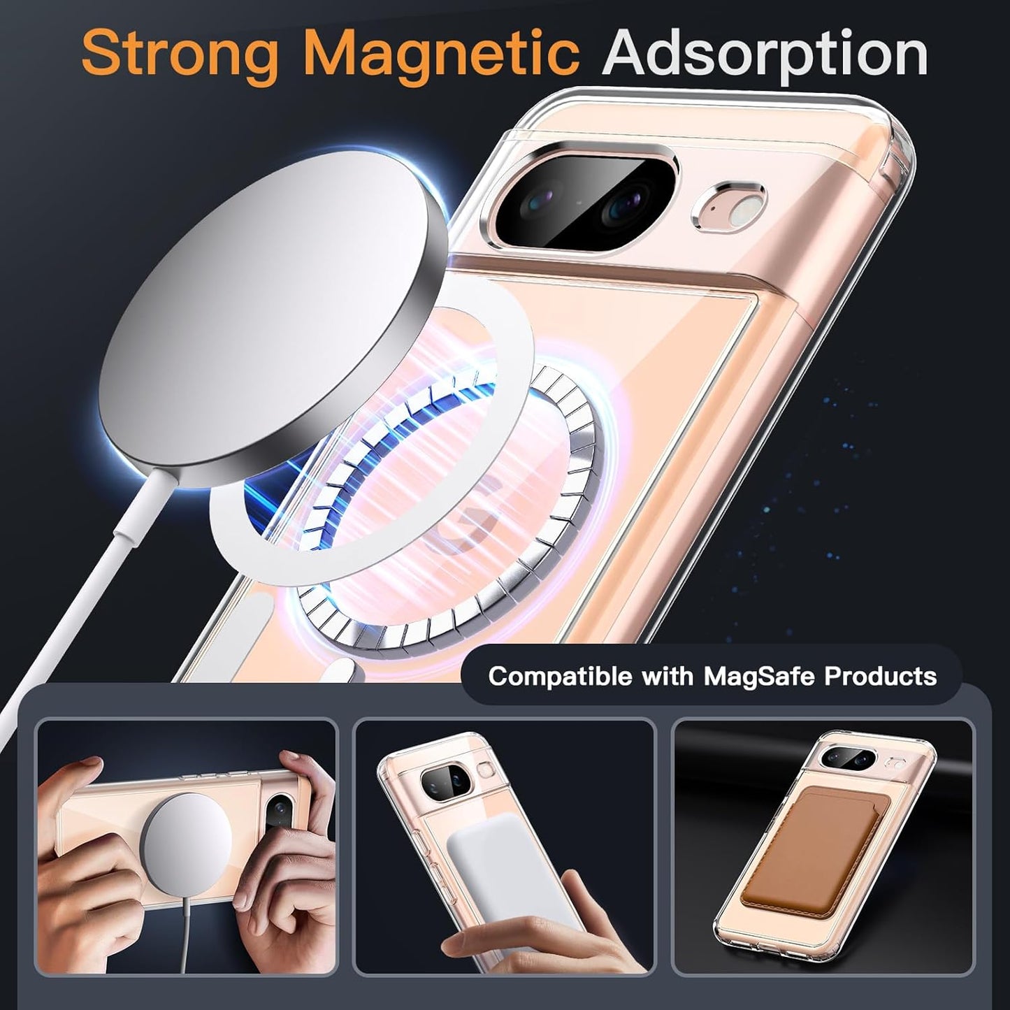 JETech Clear Phone Case for Google Pixel 8 6.2-Inch Smartphone, DEMO