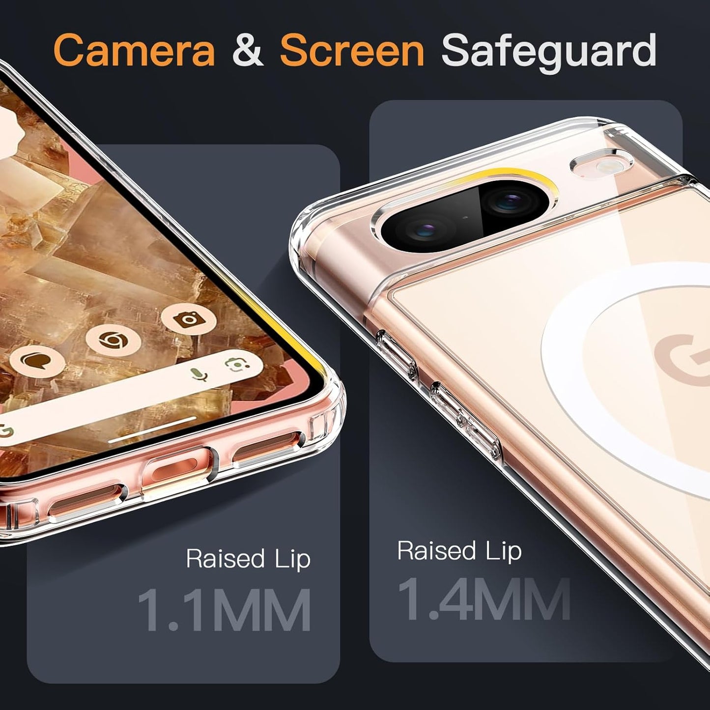 JETech Clear Phone Case for Google Pixel 8 6.2-Inch Smartphone, DEMO