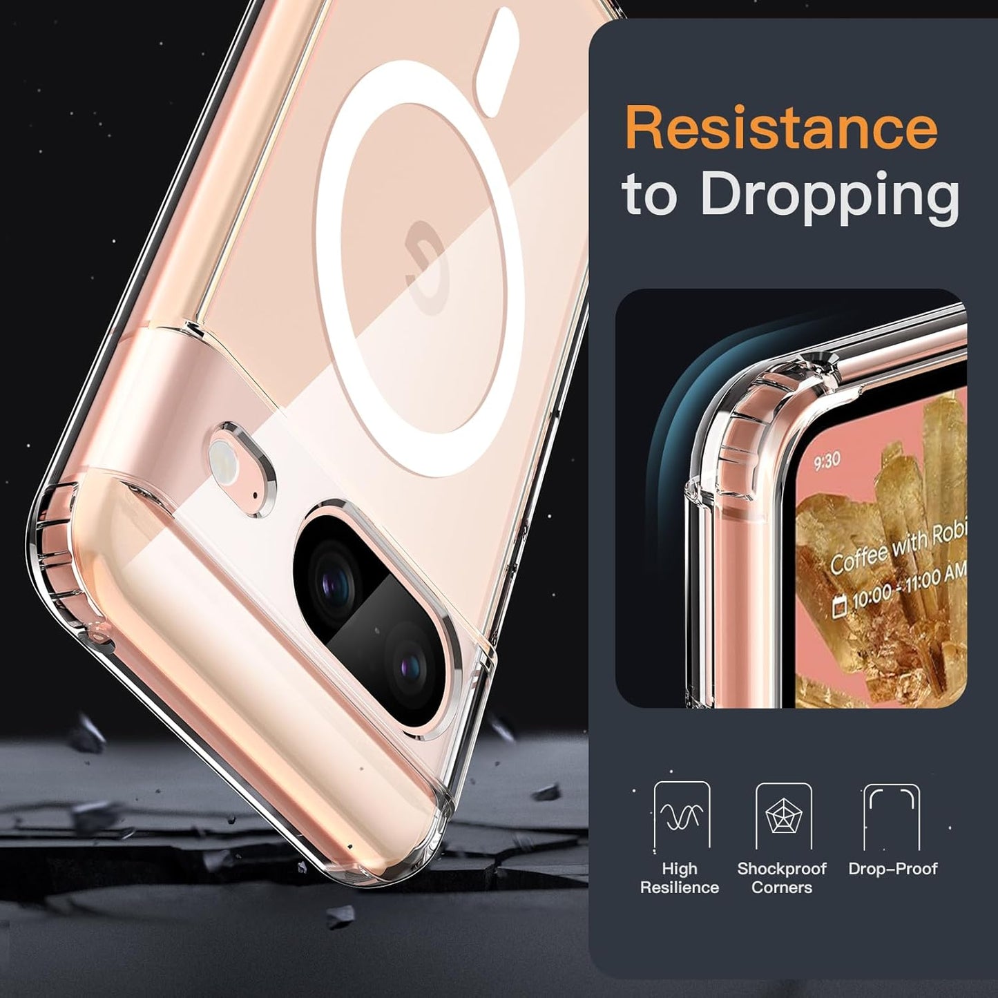 JETech Clear Phone Case for Google Pixel 8 6.2-Inch Smartphone, DEMO