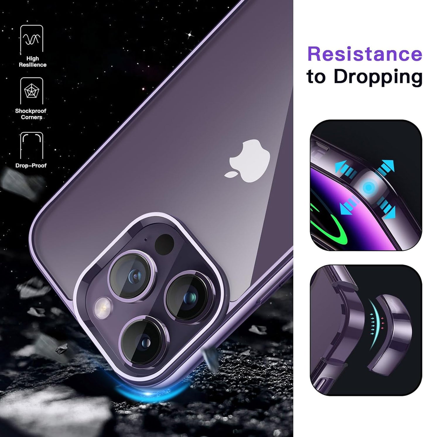 JETech Deep Purple Shockproof Protective Phone Case for iPhone 14 Pro Max DEMO