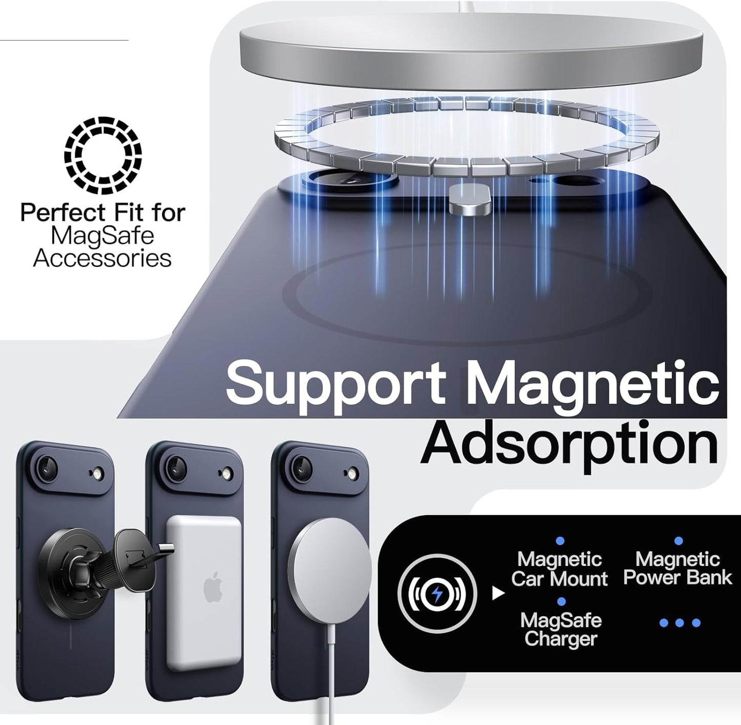 JETech Slim Magnetic Navy Blue Phone Case for iPhone Air - Protective Cover NEW
