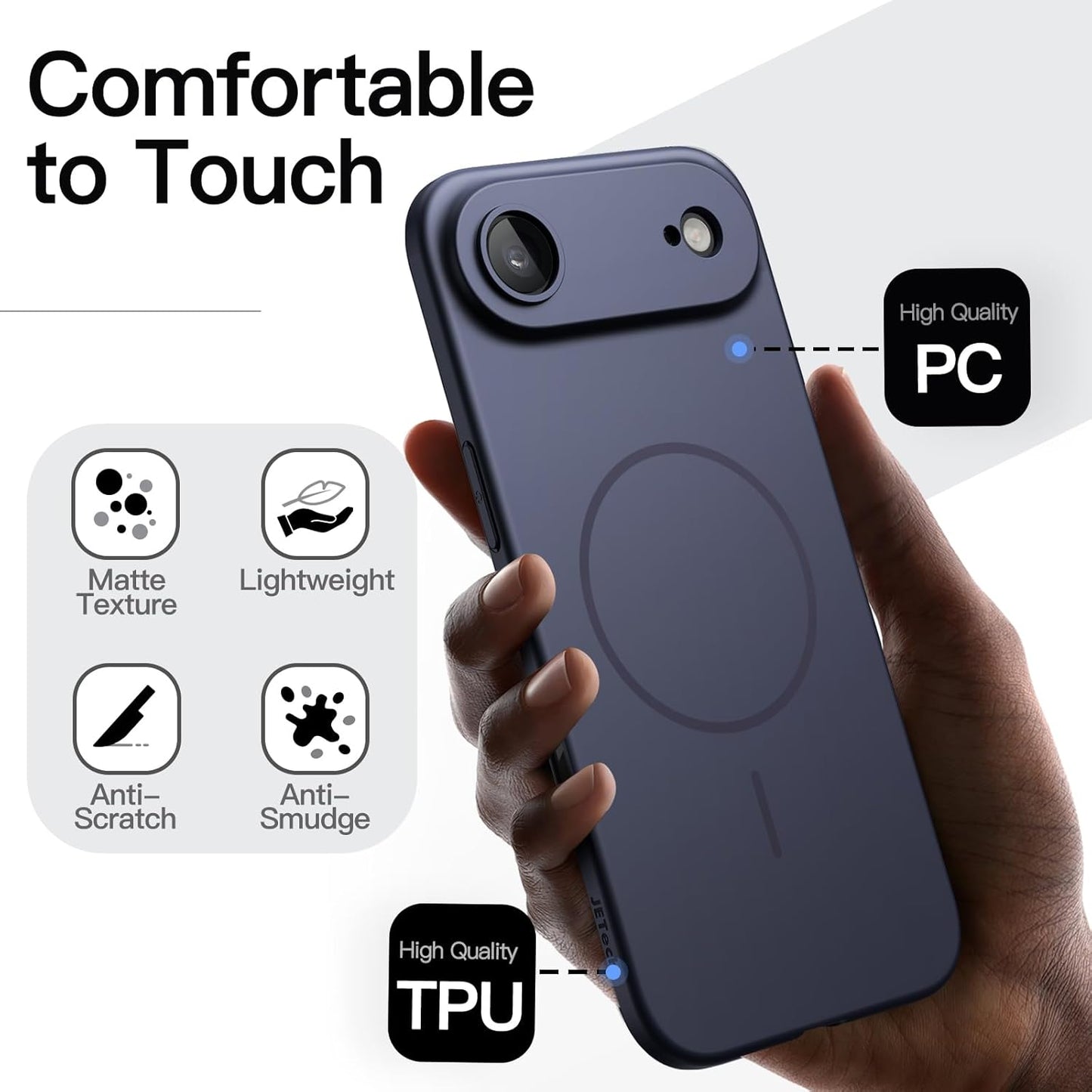 JETech Slim Magnetic Navy Blue Phone Case for iPhone Air - Protective Cover NEW