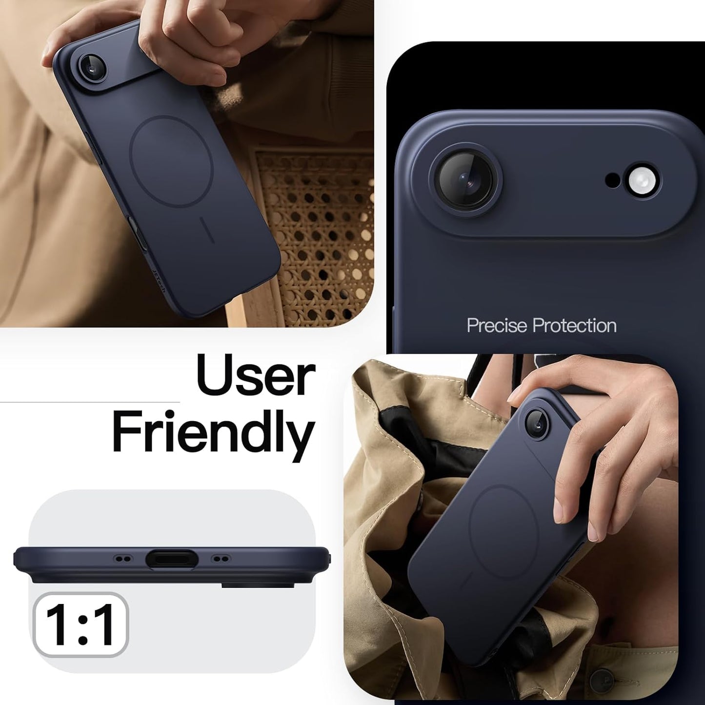 JETech Slim Magnetic Navy Blue Phone Case for iPhone Air - Protective Cover NEW
