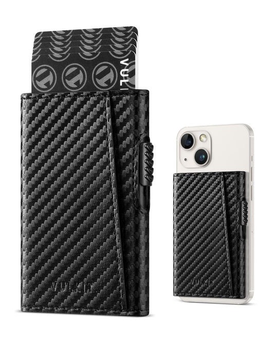 VULKIT Slim Wallets Wallet Leather Card Holder Pop-Up Phone Case Carbon DEMO