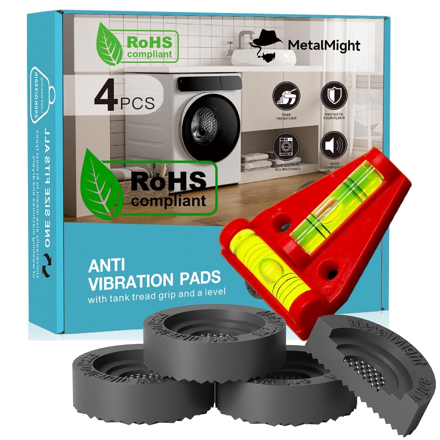 MetalMight Universal Anti-Vibration Pads for Washing Machine Eco-Friendly NEW