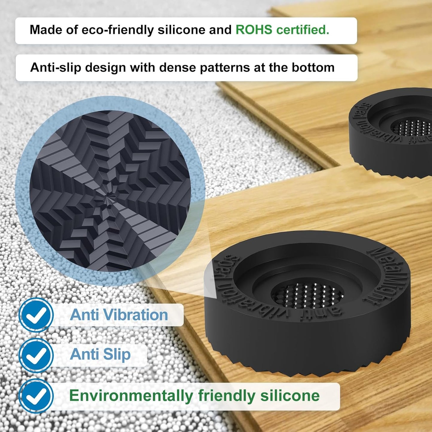 MetalMight Universal Anti-Vibration Pads for Washing Machine Eco-Friendly NEW