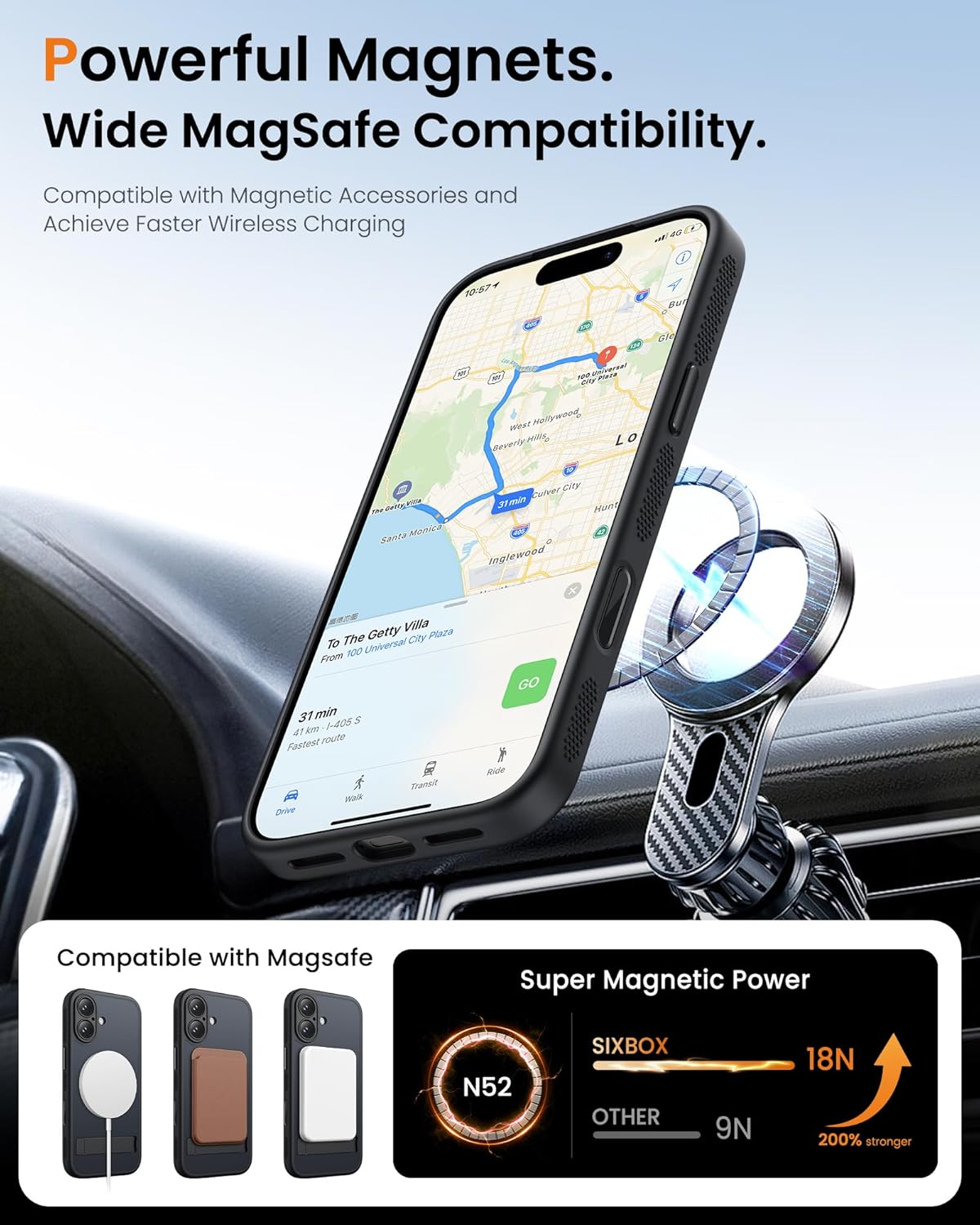SIXBOX Magnetic Phone Case with Stand & Camera Button for iPhone 17 Black DEMO