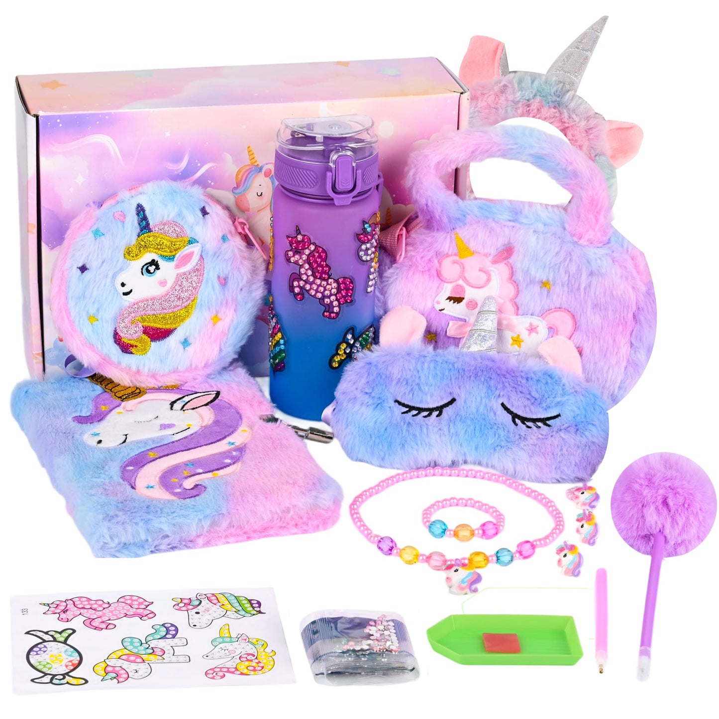 Enchanting Unicorn-Inspired Makeup & Jewelry Gift Set in Pink Purple NEW