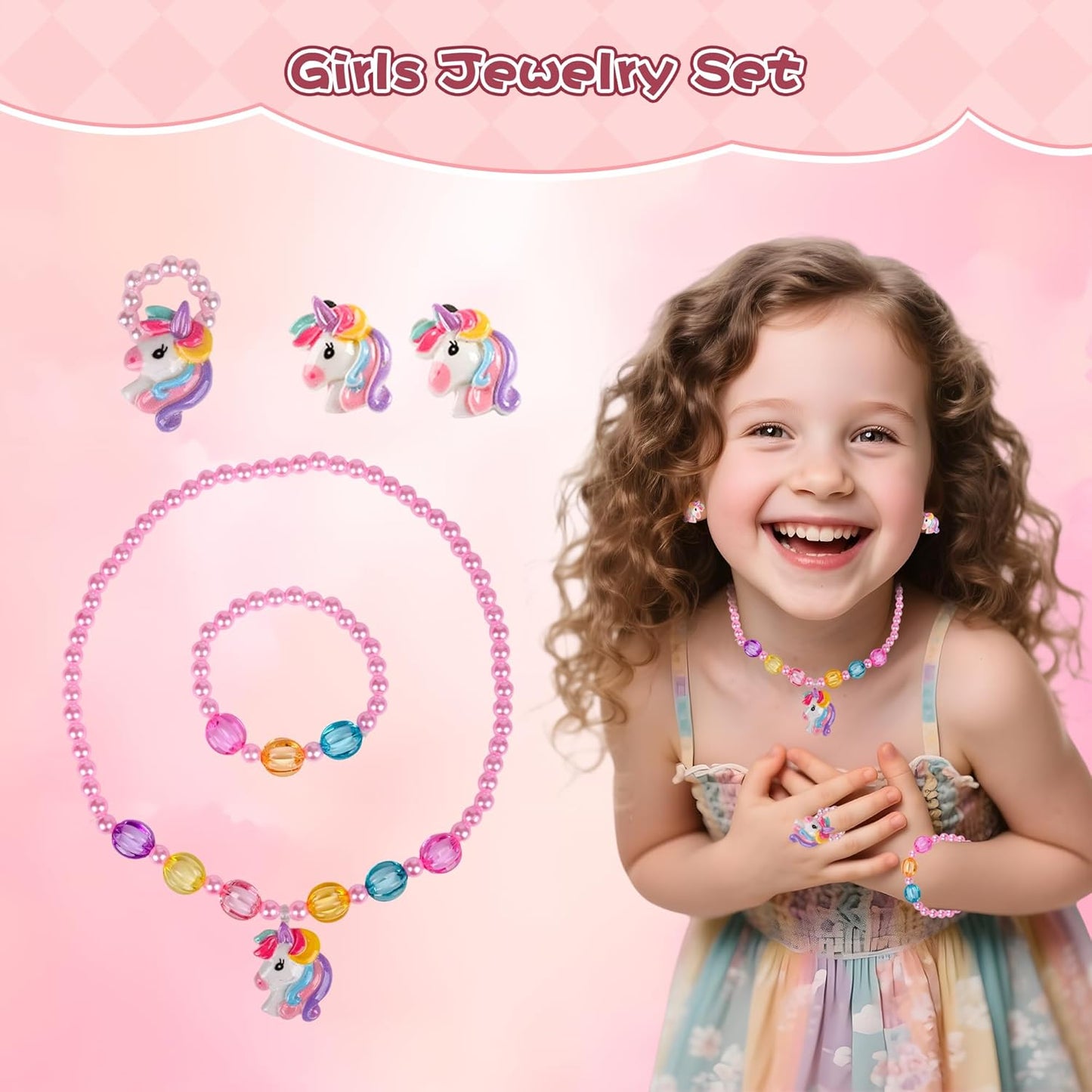 Enchanting Unicorn-Inspired Makeup & Jewelry Gift Set in Pink Purple NEW