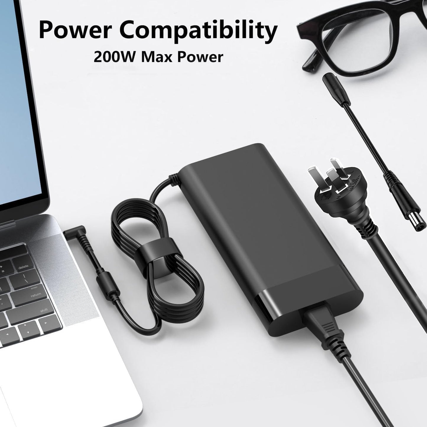200W Laptop Charger AC Adapter for HP Pavilion Gaming Laptops in Black DEMO