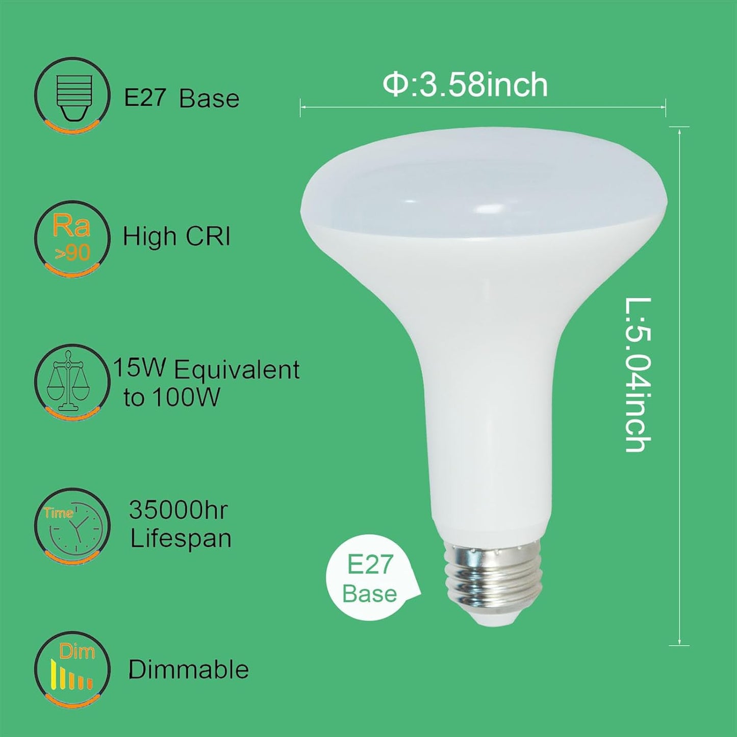 15W E27 LED Bulbs LED Dimmable Bulb, 6500K Daylight White Reflector Lamp DEMO