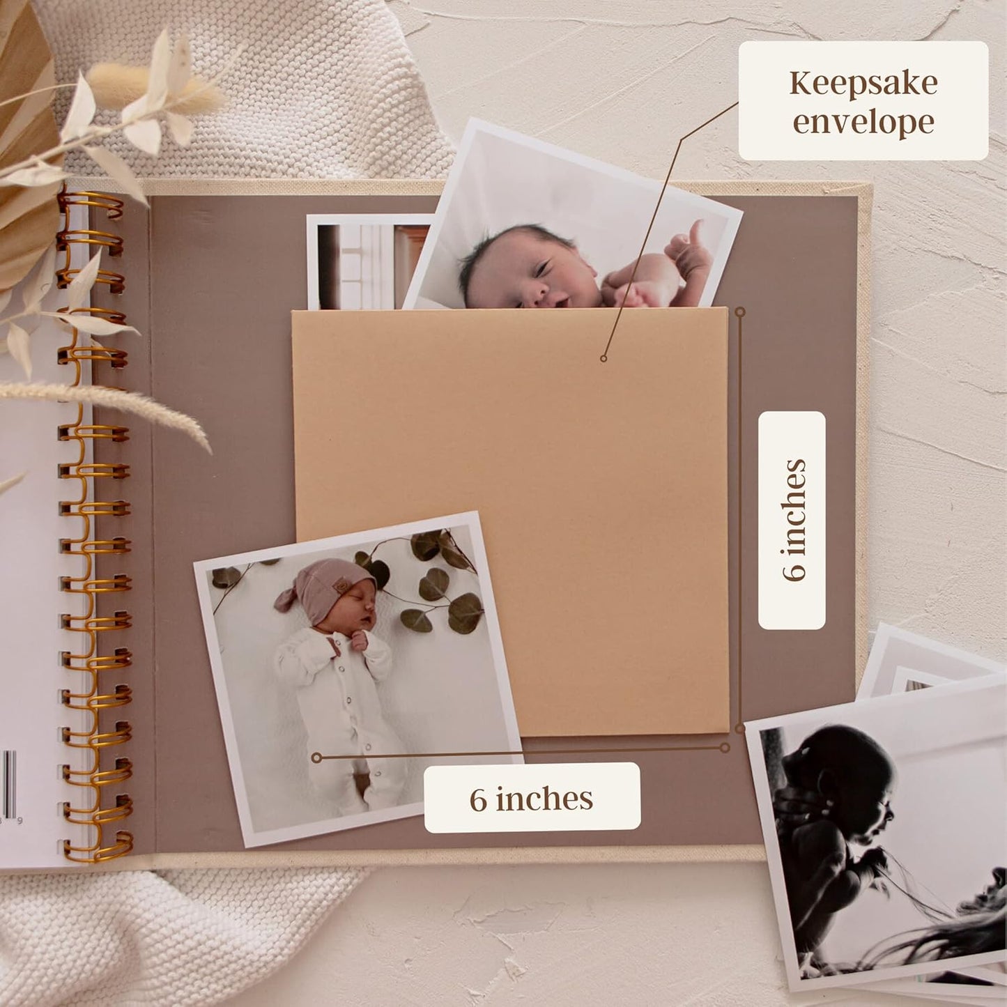 Peachly Minimalist First Year Baby Memory Book Keepsake Natural Linen Size NEW