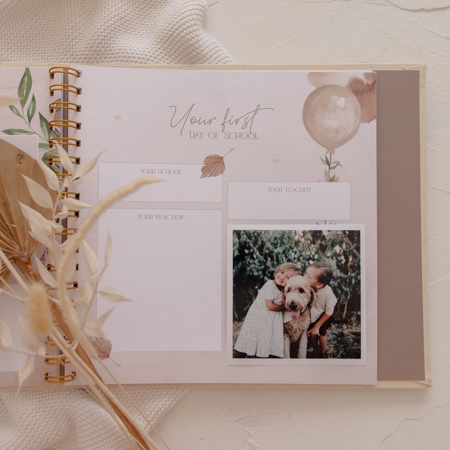 Peachly Minimalist First Year Baby Memory Book Keepsake Natural Linen Size NEW