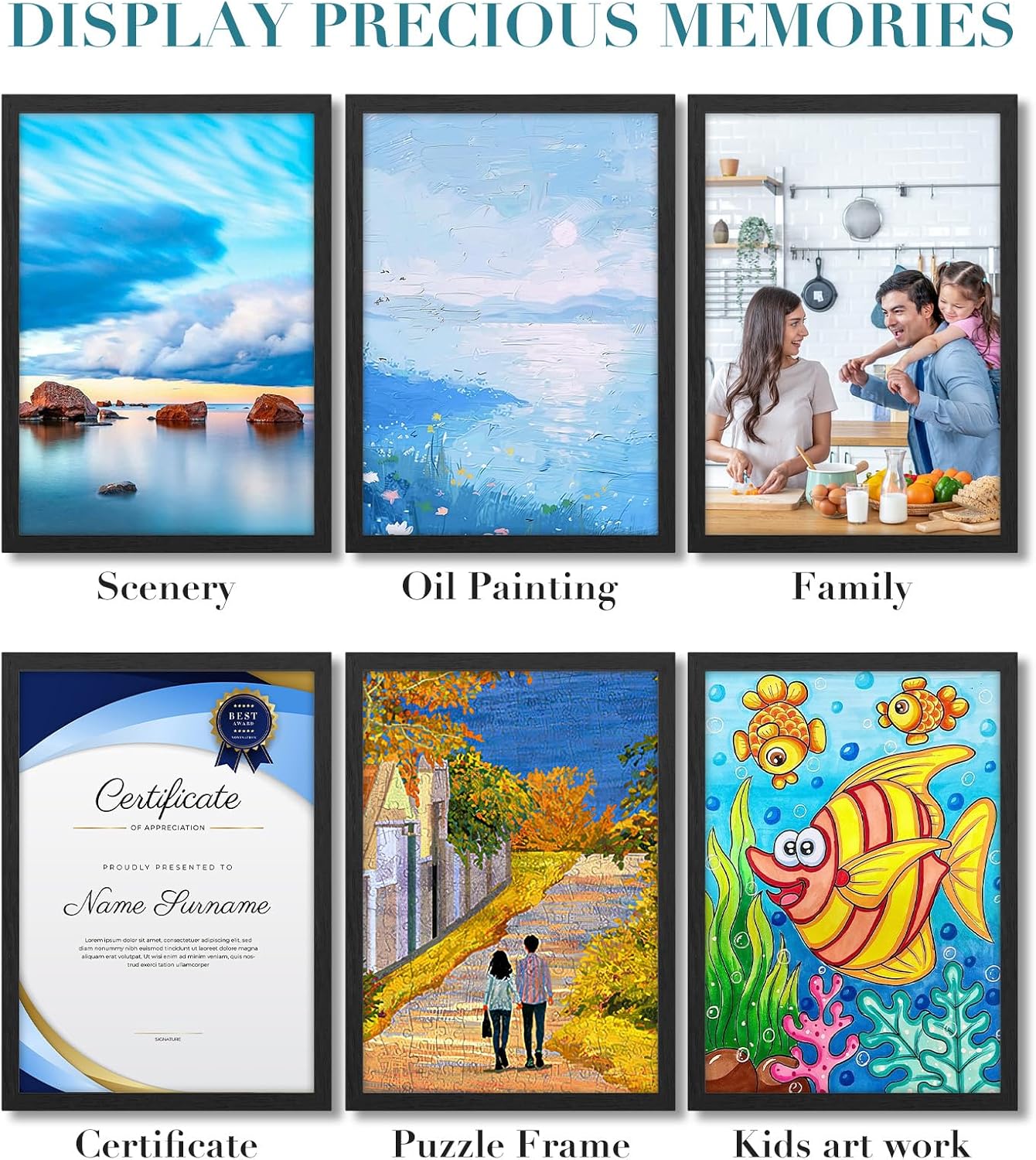 Versatile A4 Poster Frame in Black, Dual Orientation, 21.0 x 29.7cm Size NEW