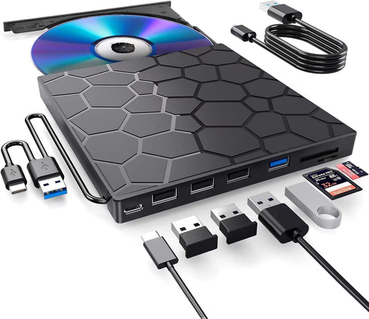8-in-1 USB 3.0 External CD/DVD Drive Slim Portable Laptop PC Optical Disc NEW