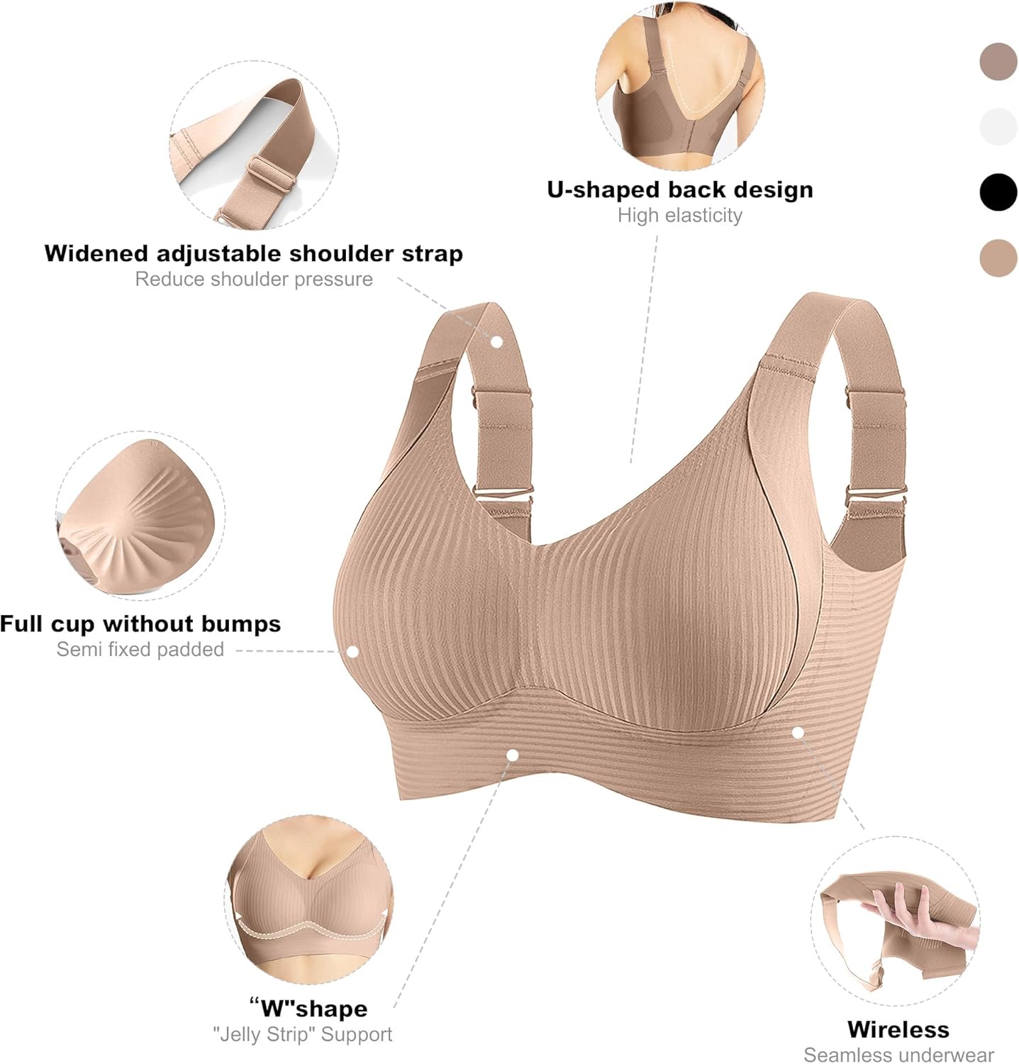 Fittingirls Wireless Everyday Bras Full Coverage Seamless Comfort Support NEW