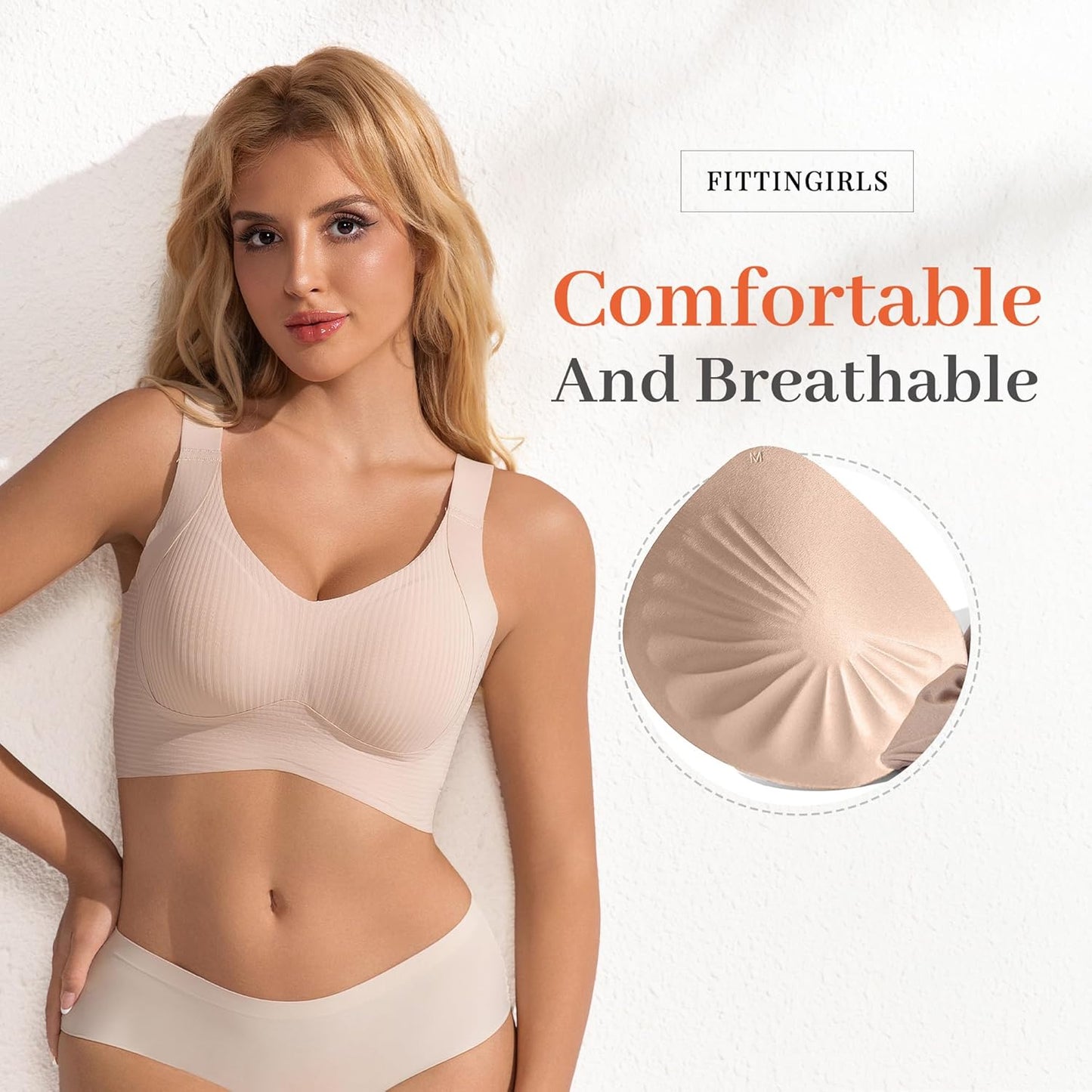 Fittingirls Wireless Everyday Bras Full Coverage Seamless Comfort Support NEW