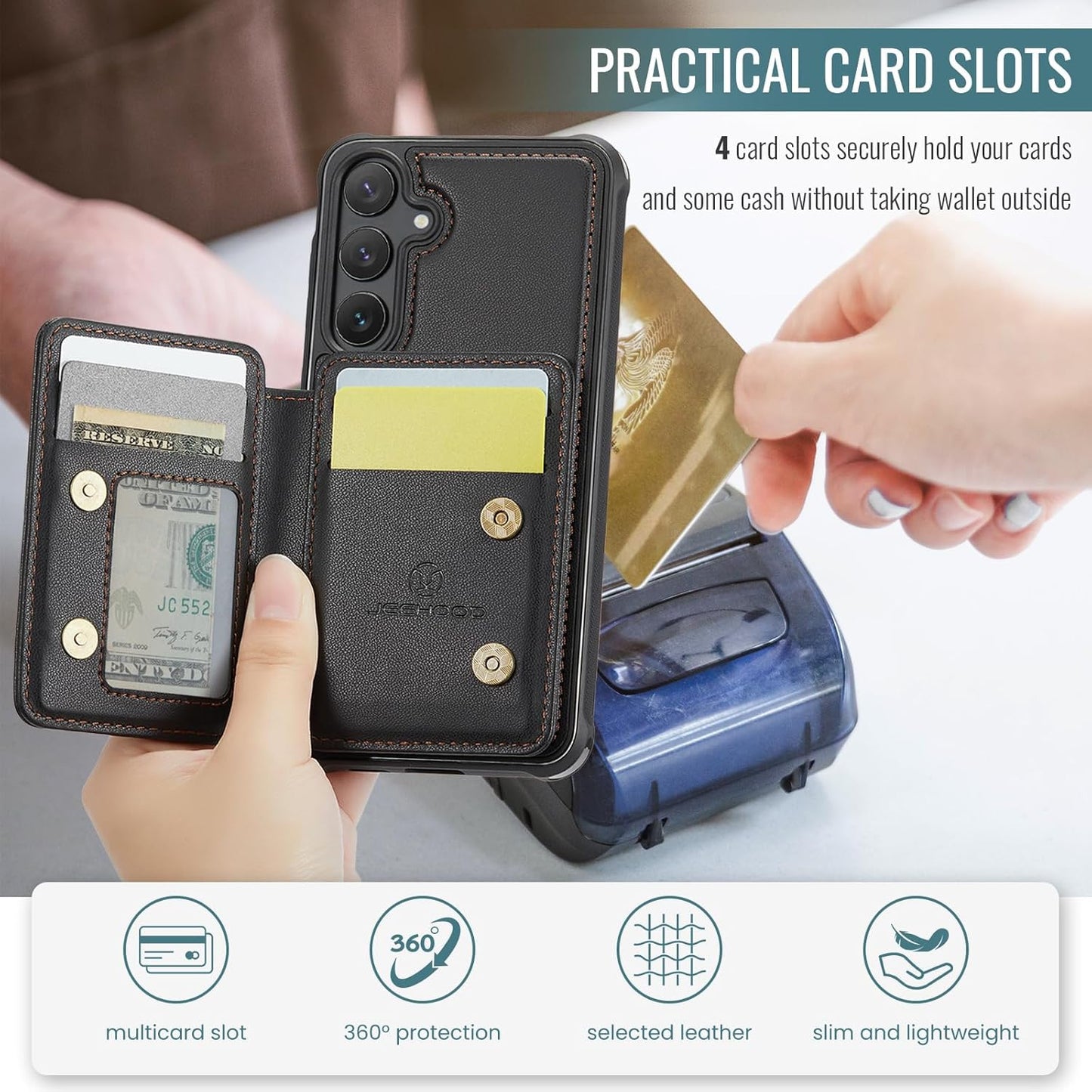 ELEPIK Magnetic Wallet Phone Case for Samsung Galaxy S23 with Card Slot NEW