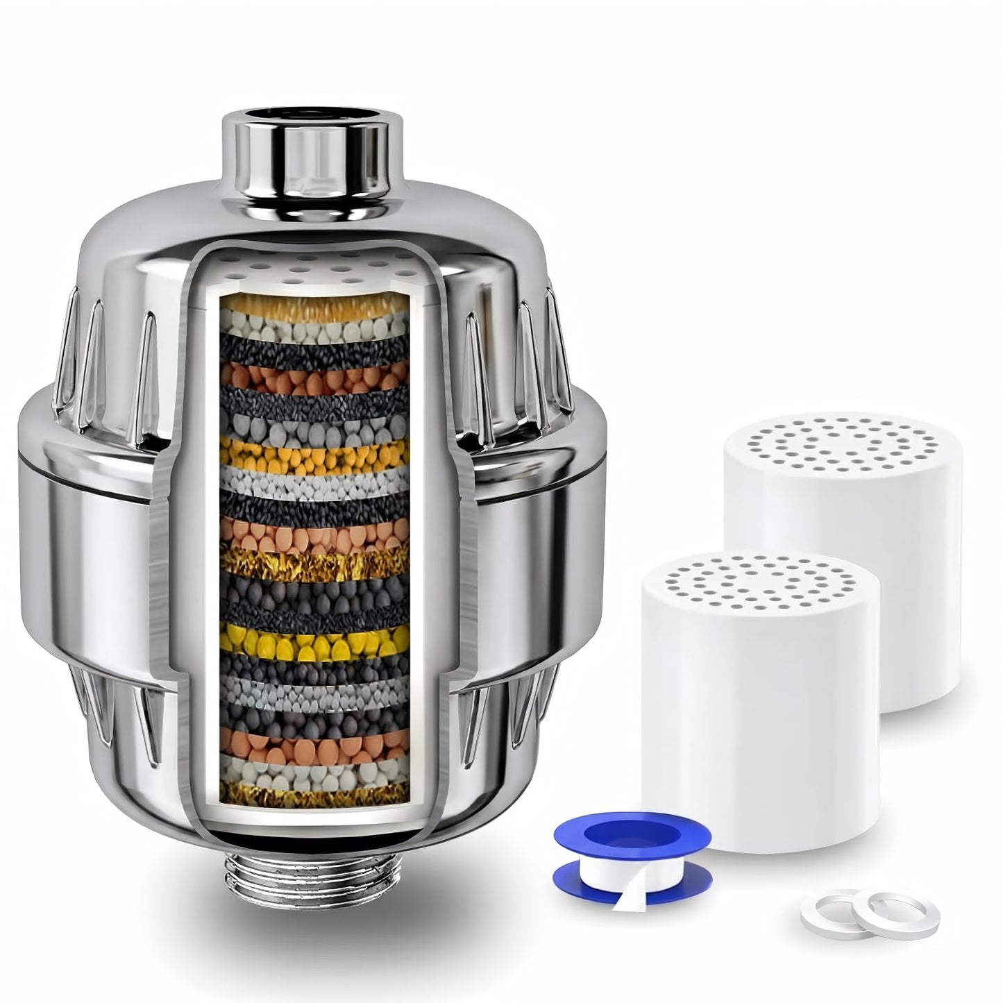 20-Stage Vitamin C Shower Filter for Hard Water - Chrome Showerhead DEMO