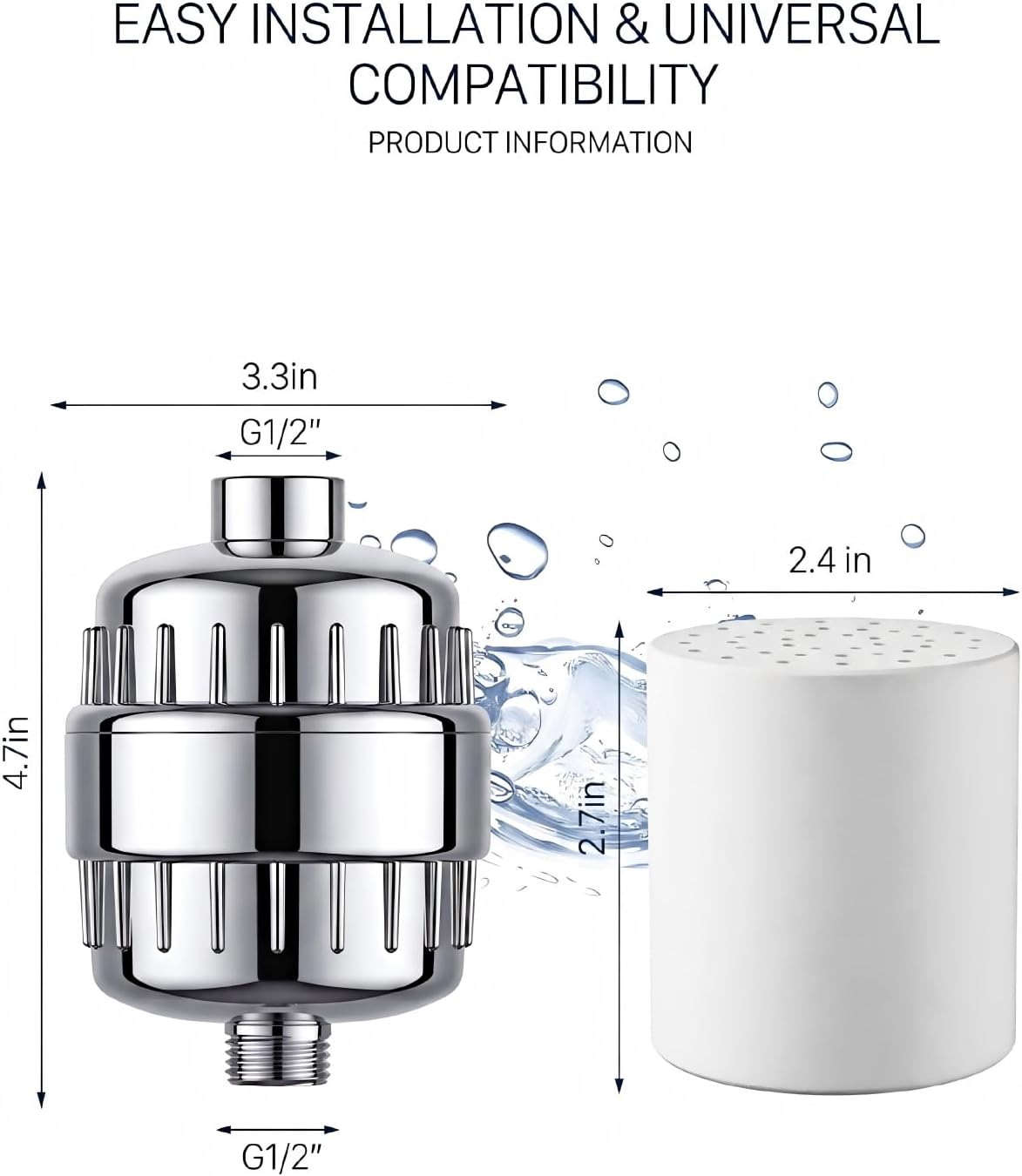 20-Stage Vitamin C Shower Filter for Hard Water - Chrome Showerhead DEMO
