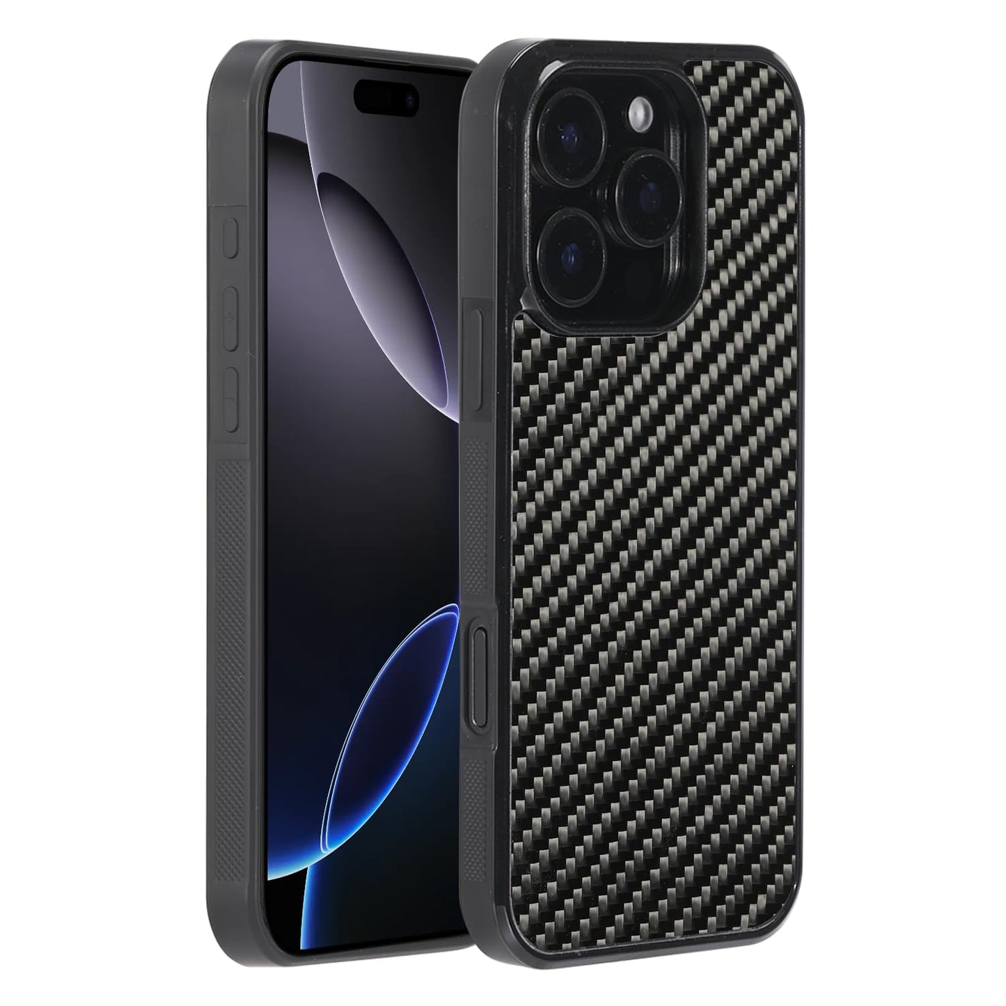 molzar Phone Case with Real Weave Carbon Fiber for iPhone 16 Pro Glossy DEMO