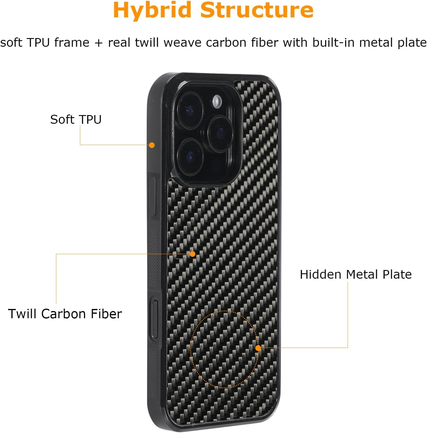 molzar Phone Case with Real Weave Carbon Fiber for iPhone 16 Pro Glossy DEMO