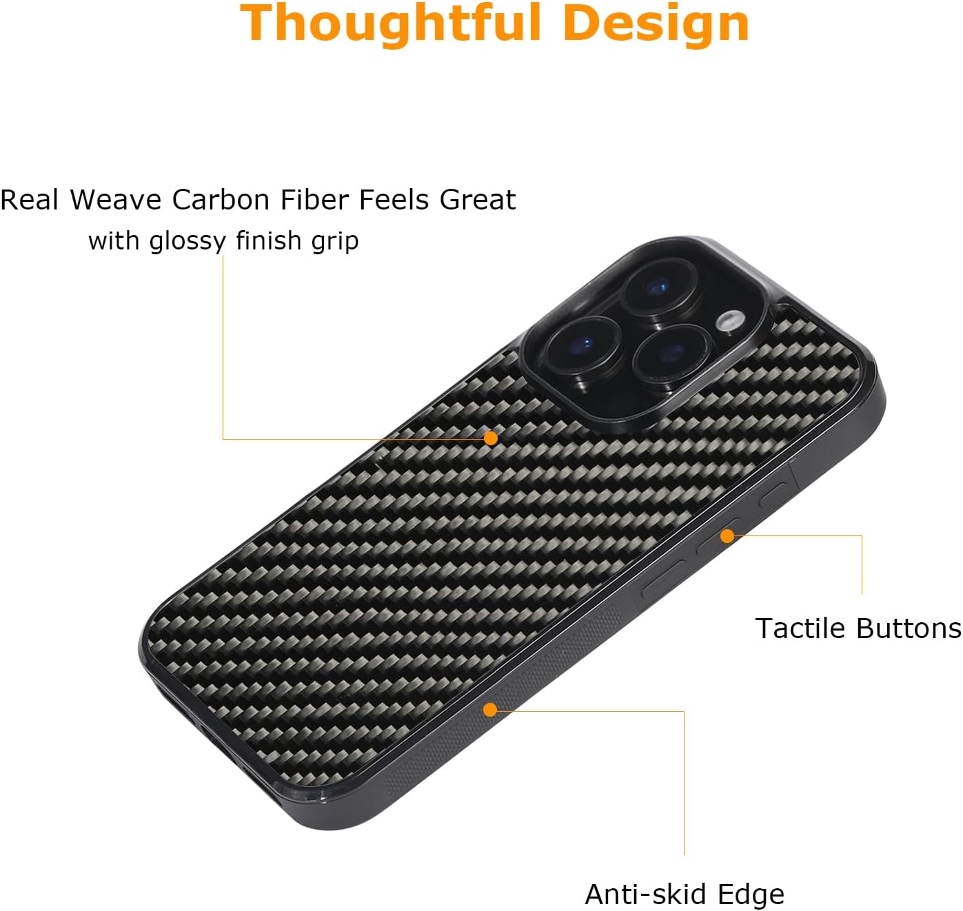 molzar Phone Case with Real Weave Carbon Fiber for iPhone 16 Pro Glossy DEMO