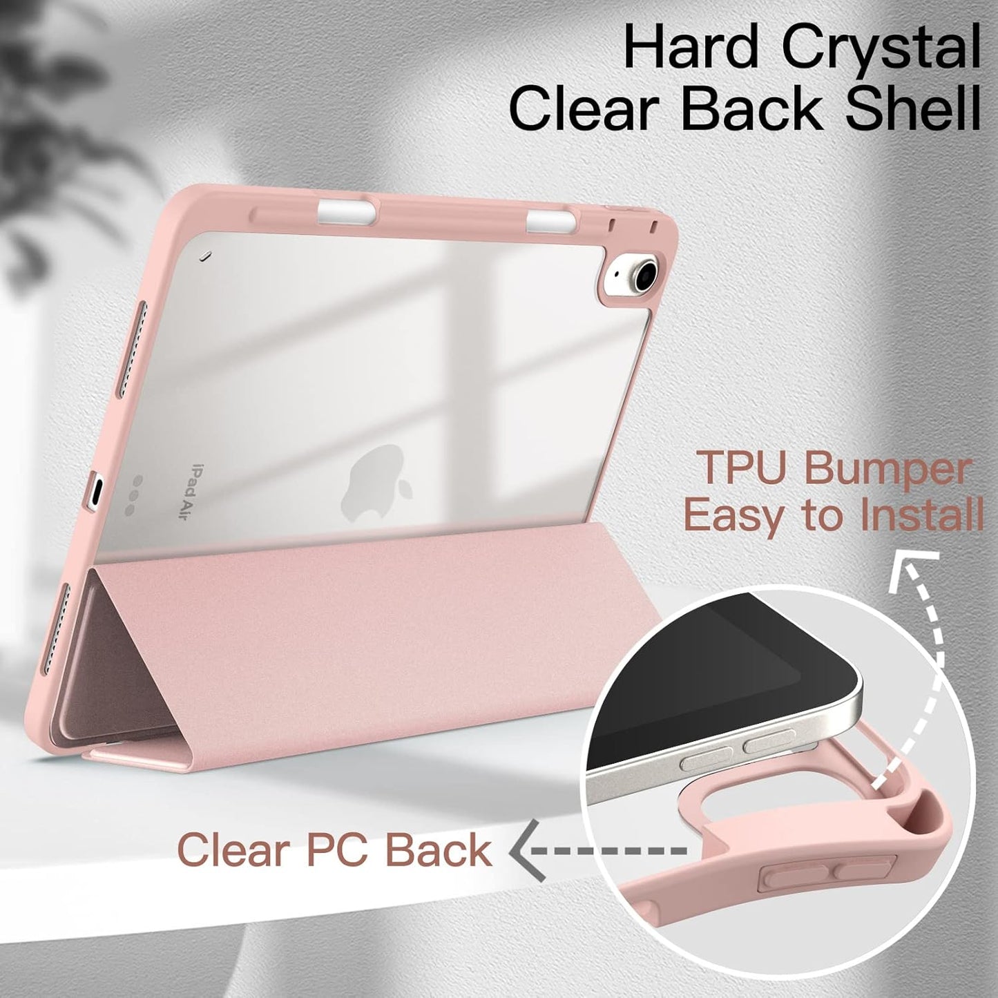 JETech Rose Gold Protective Tablet Case for iPad Air 11-Inch M3/M2/Air 5/4 NEW