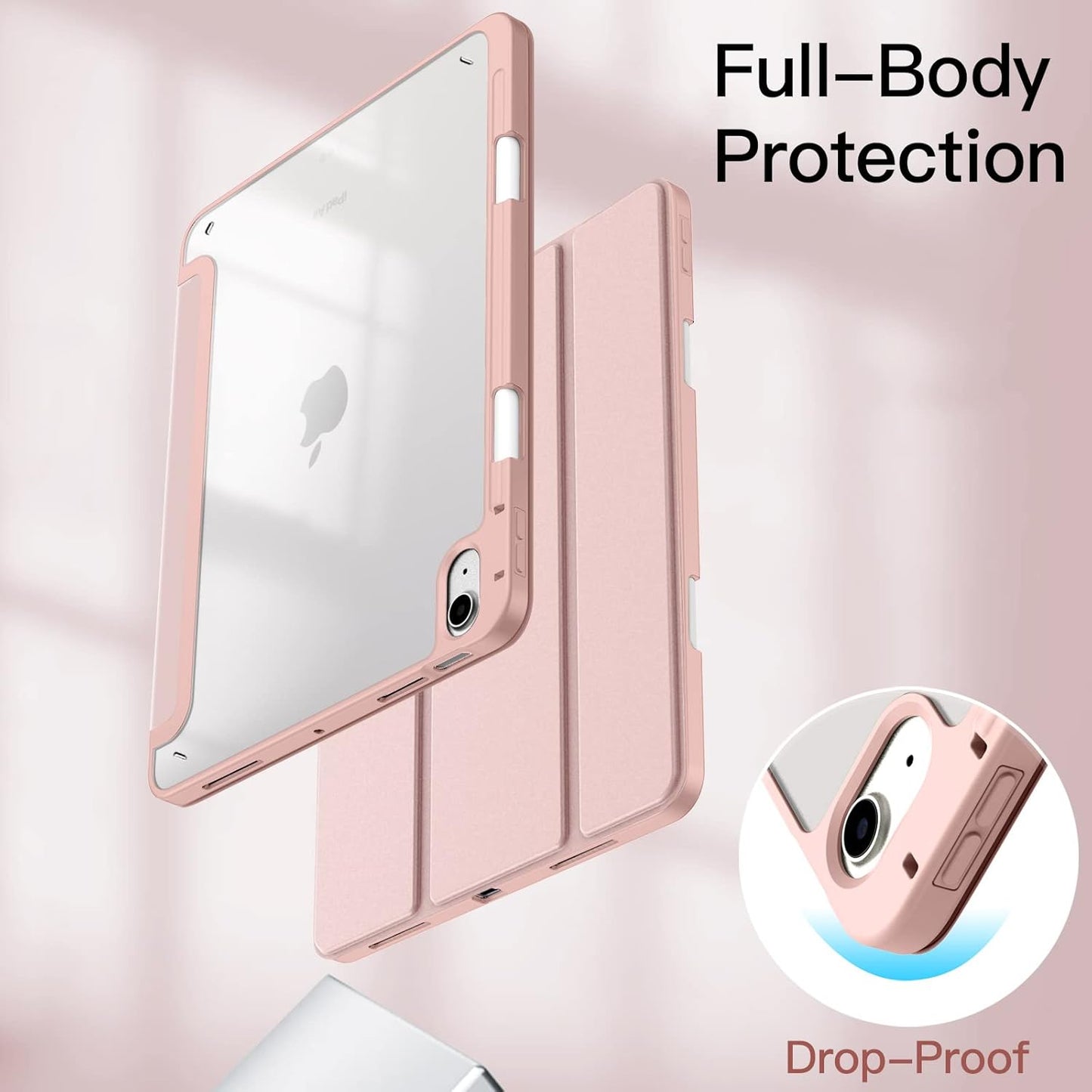 JETech Rose Gold Protective Tablet Case for iPad Air 11-Inch M3/M2/Air 5/4 NEW