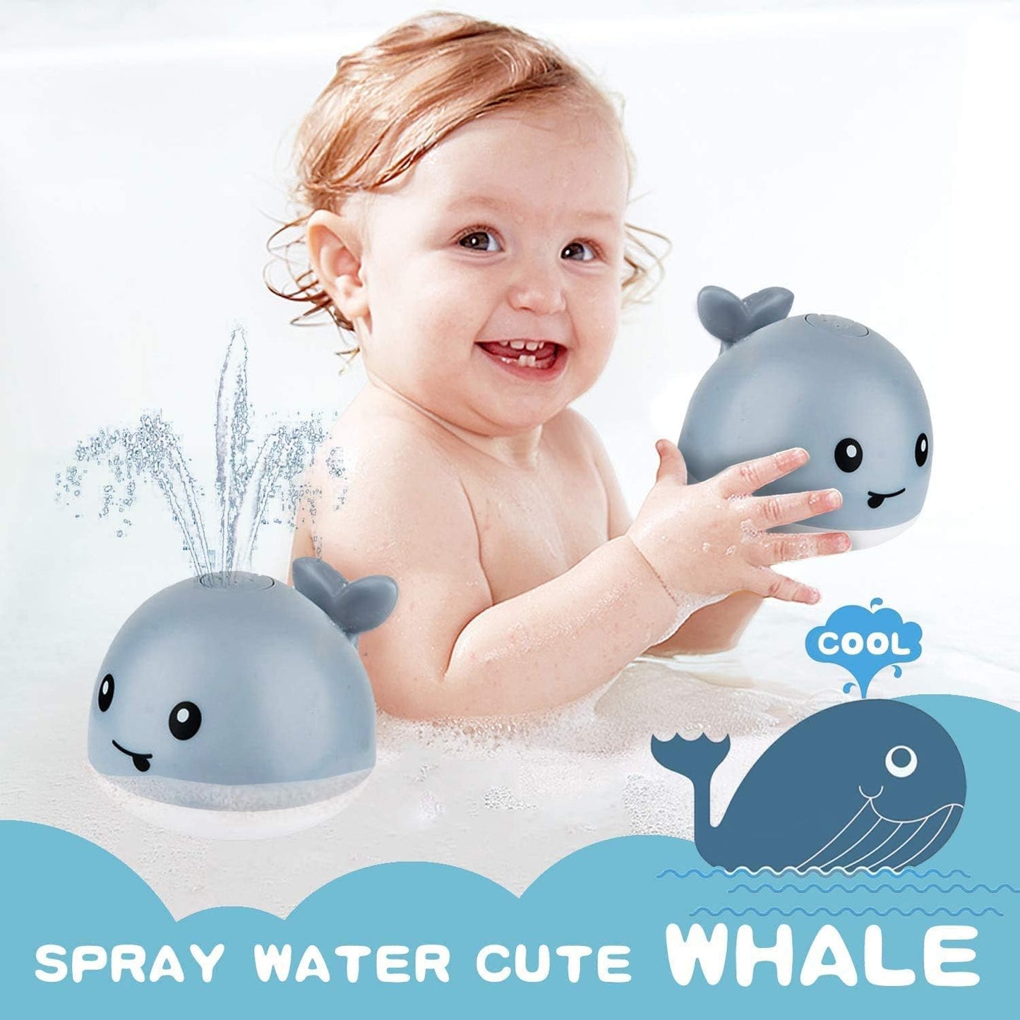 Automatic Water Spray Bath Toy with LED Lights Induction Sprinkler Grey DEMO