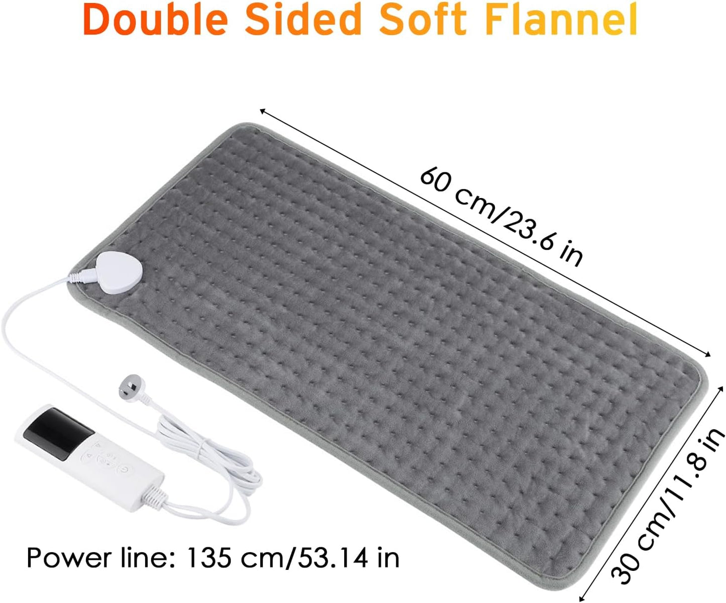 Soft Grey Electric Heating Pad for Soothing Back Pain and Muscle Stiffness NEW