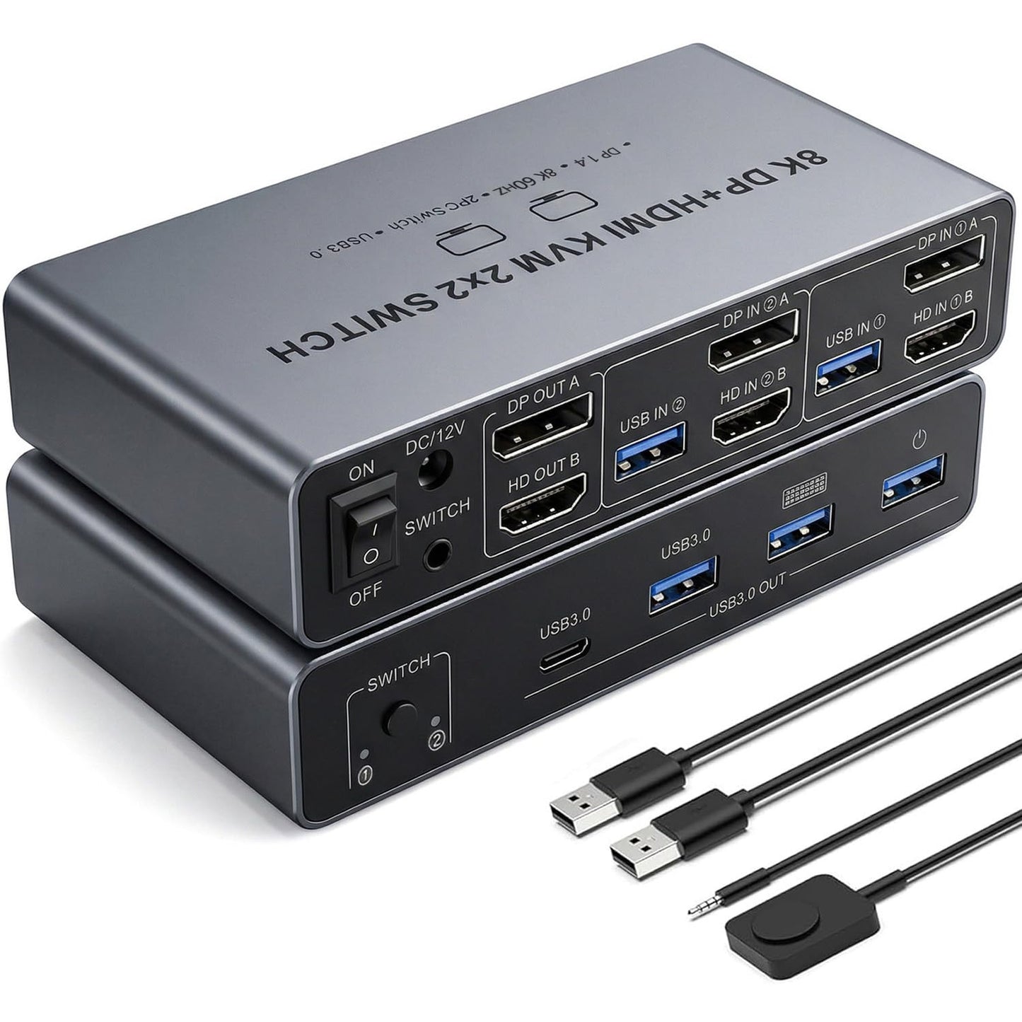 Dual Monitor 8K HDMI Displayport KVM Switch Selector Boxes for Computers DEMO