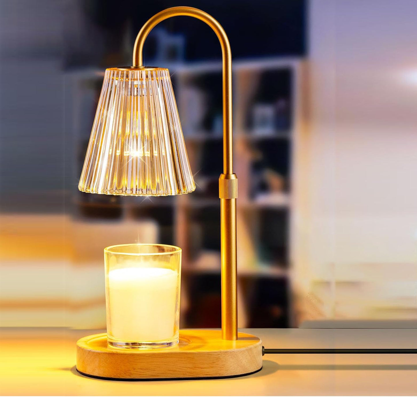 Adjustable Gold Wax Melt Warmer with Timer and Dimmer for Candle Lighting DEMO