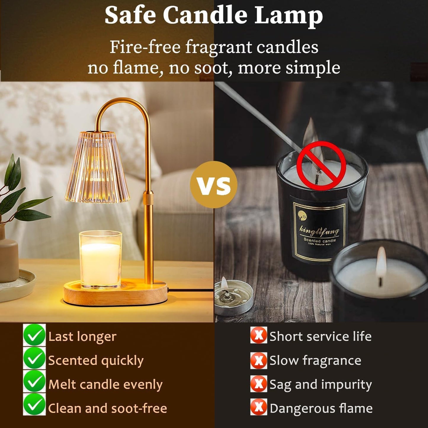 Adjustable Gold Wax Melt Warmer with Timer and Dimmer for Candle Lighting DEMO