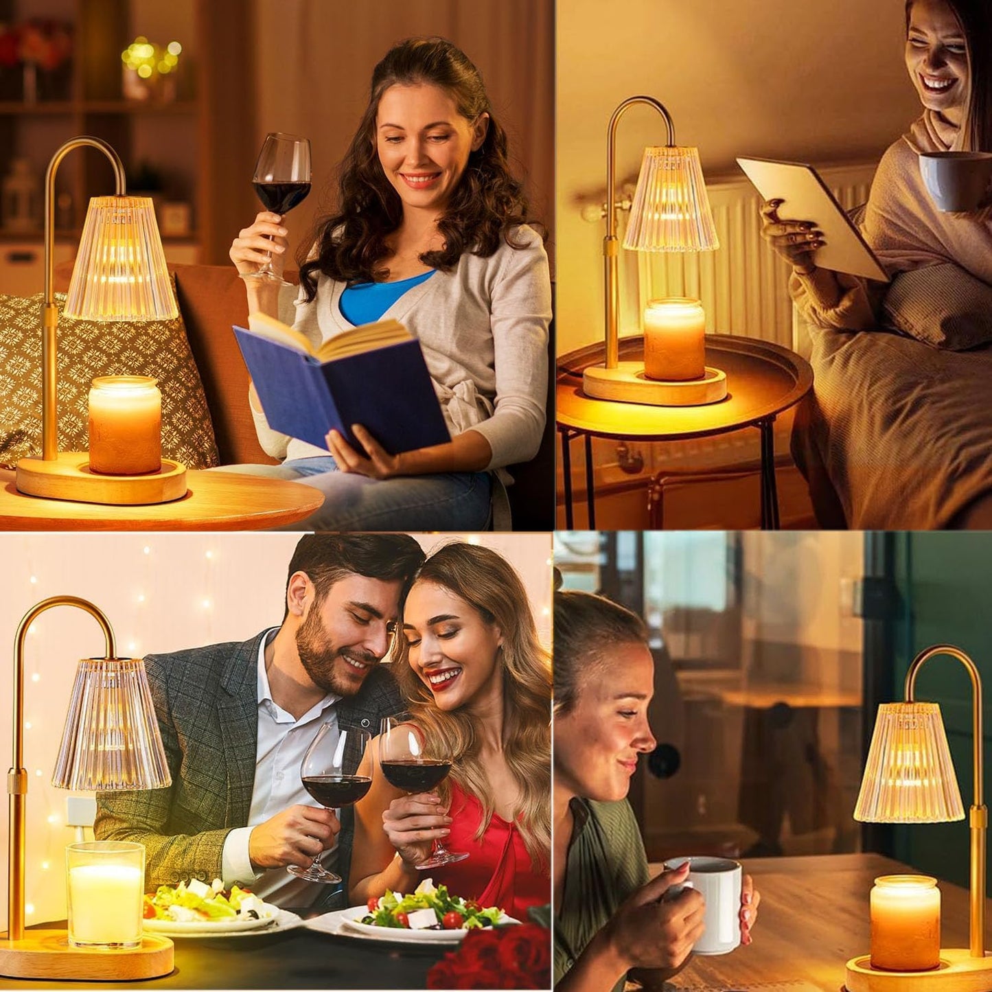 Adjustable Gold Wax Melt Warmer with Timer and Dimmer for Candle Lighting DEMO