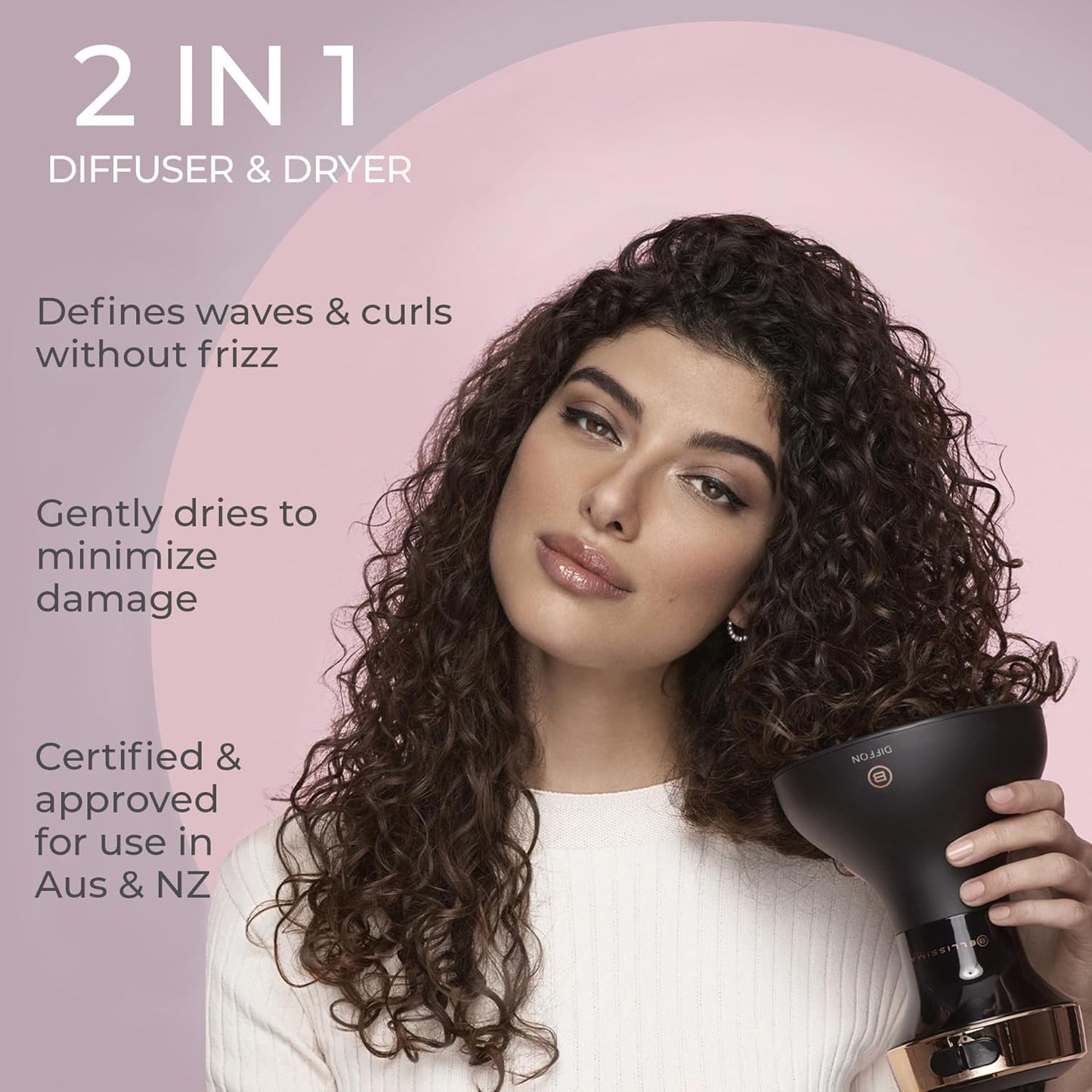 Bellissima Ceramic Dual Color Hair Diffuser in Black & Rose Gold - Premium NEW