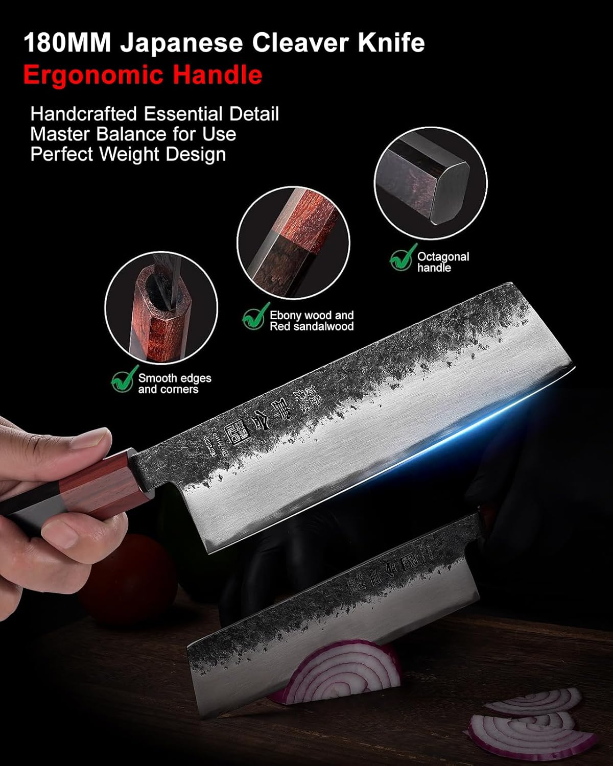 Kanngou Japan Knives 7" Nakiri Chef Knife, AUS-8 Alloy Steel, Japanese DEMO
