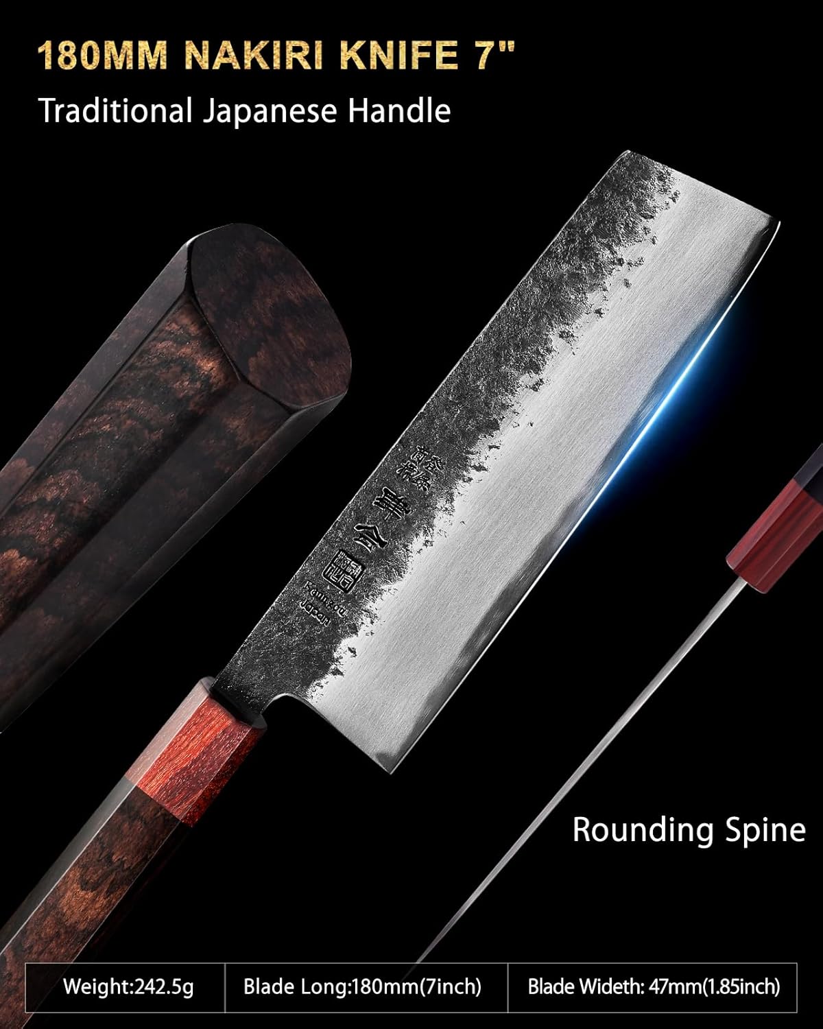 Kanngou Japan Knives 7" Nakiri Chef Knife, AUS-8 Alloy Steel, Japanese DEMO