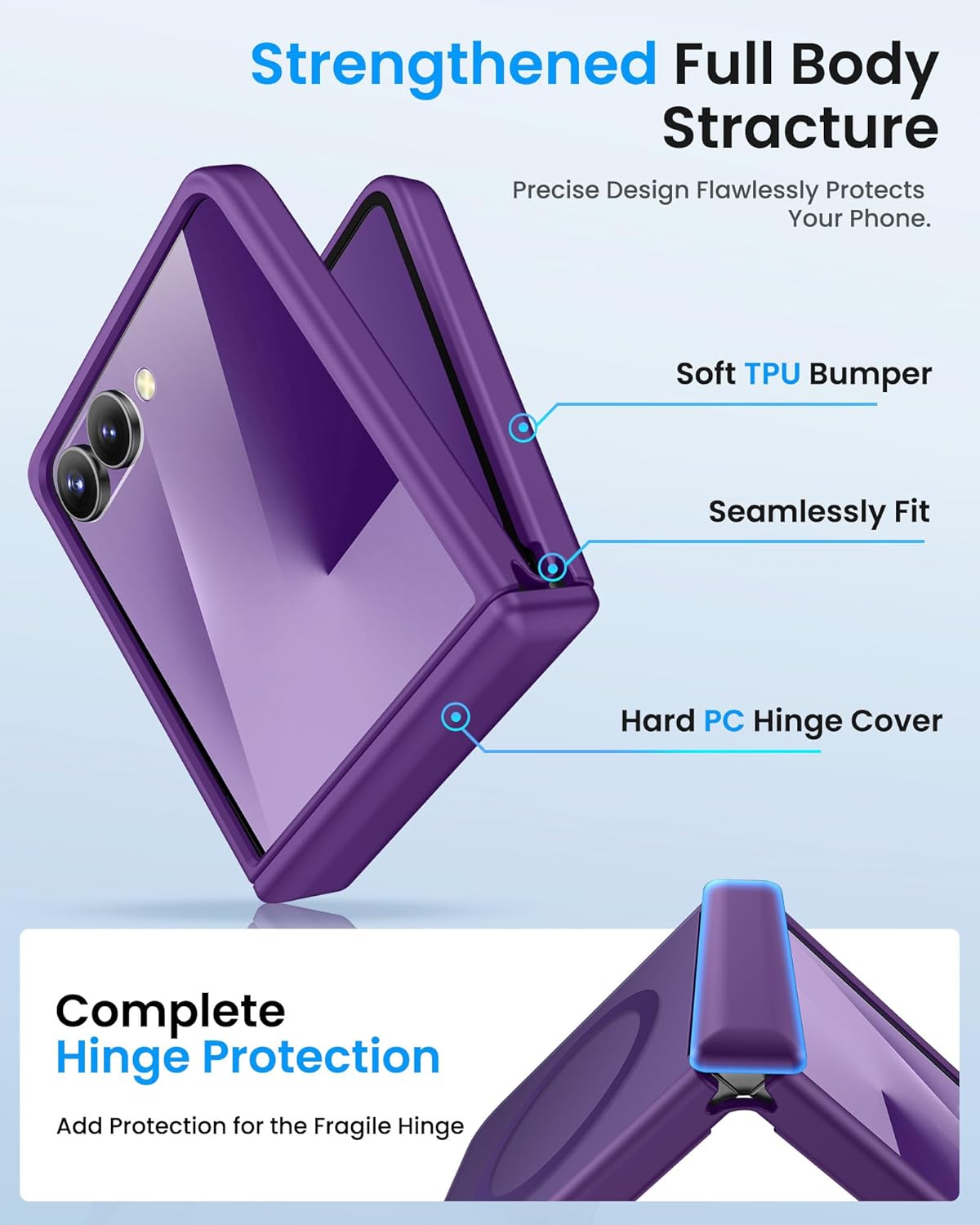 SIXBOX Slim Protective Phone Case for Samsung Galaxy Z Flip 7 in Purple NEW