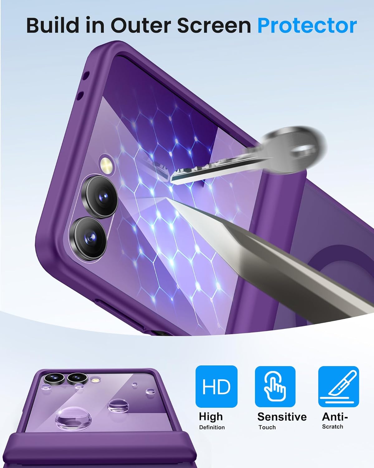 SIXBOX Slim Protective Phone Case for Samsung Galaxy Z Flip 7 in Purple NEW