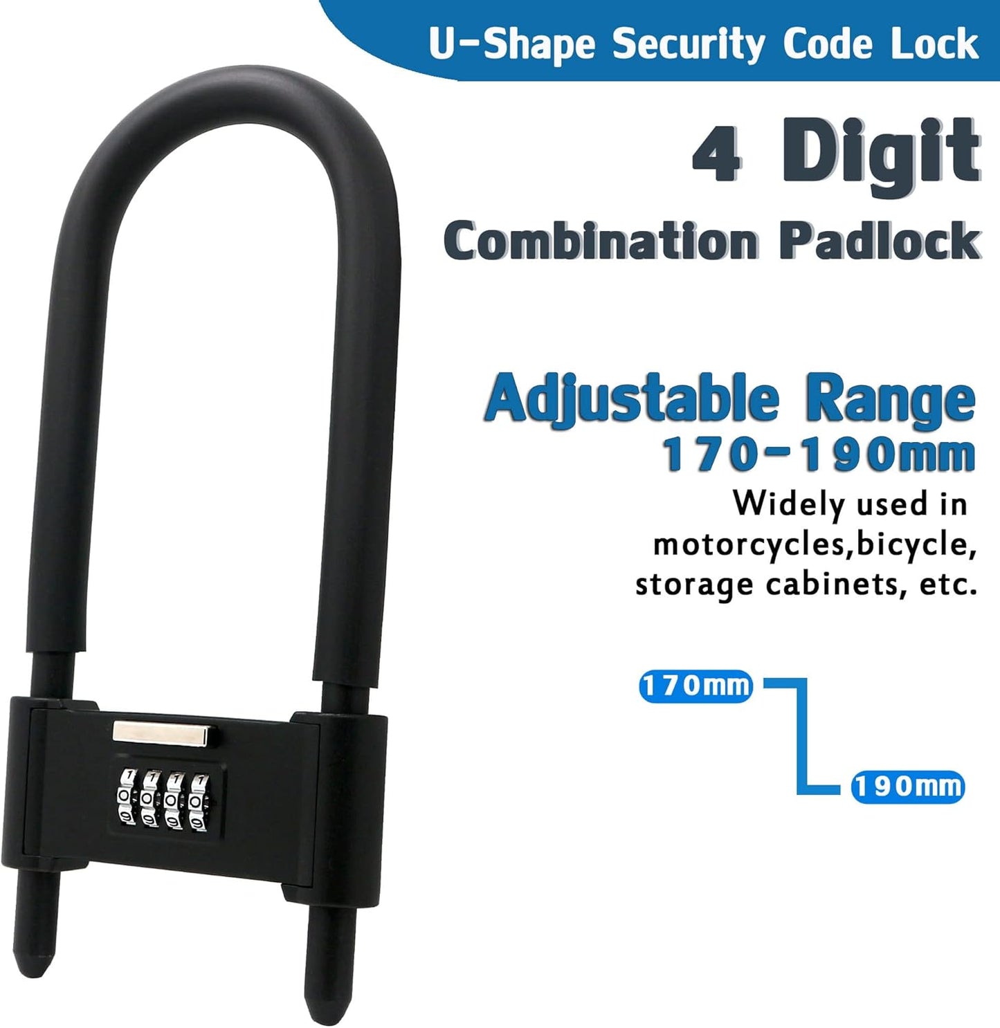 Heavy Duty Large Combination Padlock 10.43x4.52 Inch Secure Black Lock Size NEW