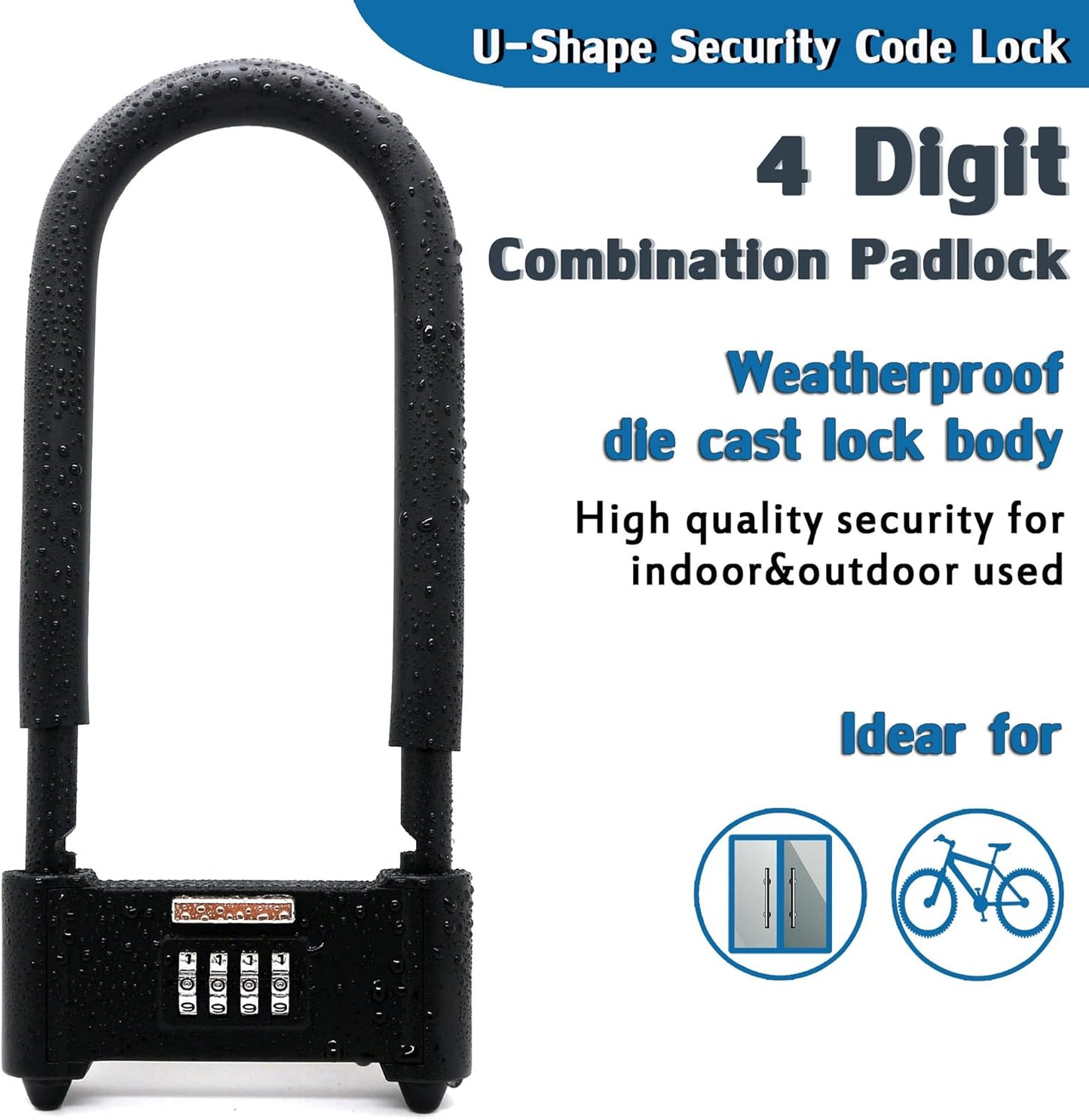 Heavy Duty Large Combination Padlock 10.43x4.52 Inch Secure Black Lock Size NEW
