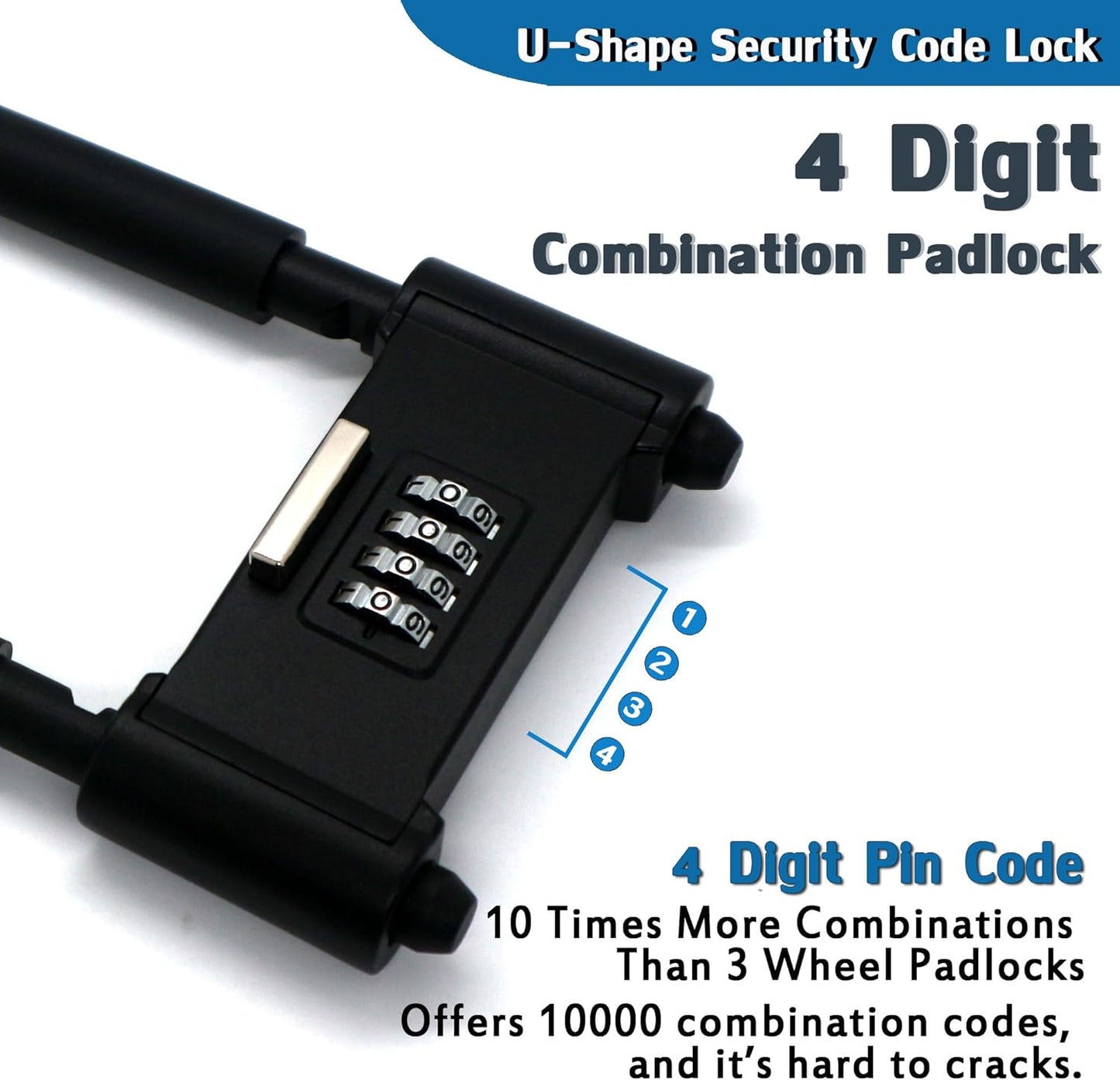 Heavy Duty Large Combination Padlock 10.43x4.52 Inch Secure Black Lock Size NEW