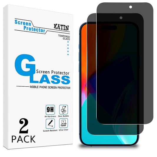 KATIN iPhone 16 Pro Max Anti-Spy Tempered Glass Screen Protector Black Size NEW