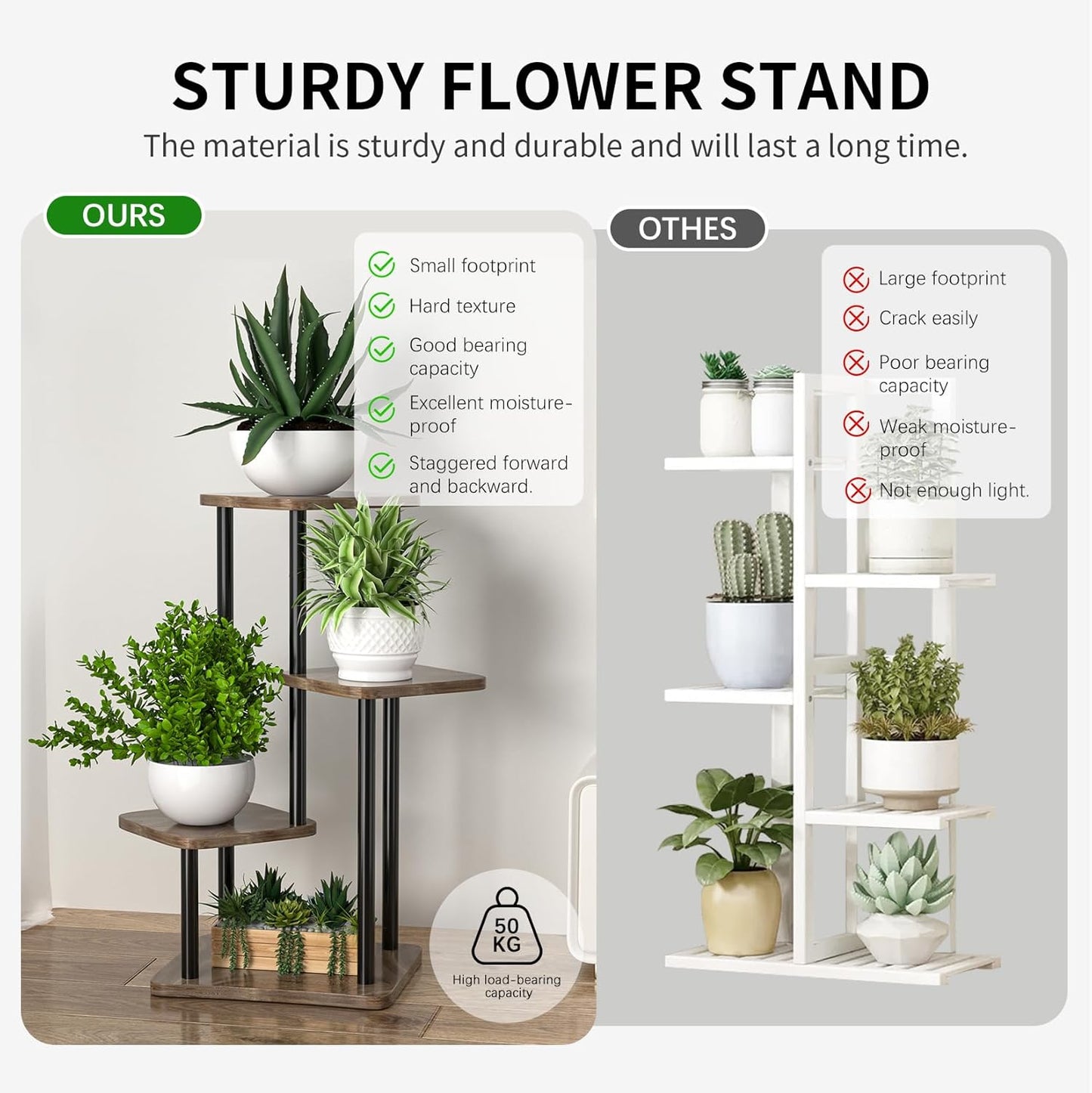 Shining Plant Stand Flower Pot Holder Shelves Rack Engineered Wood Brown NEW